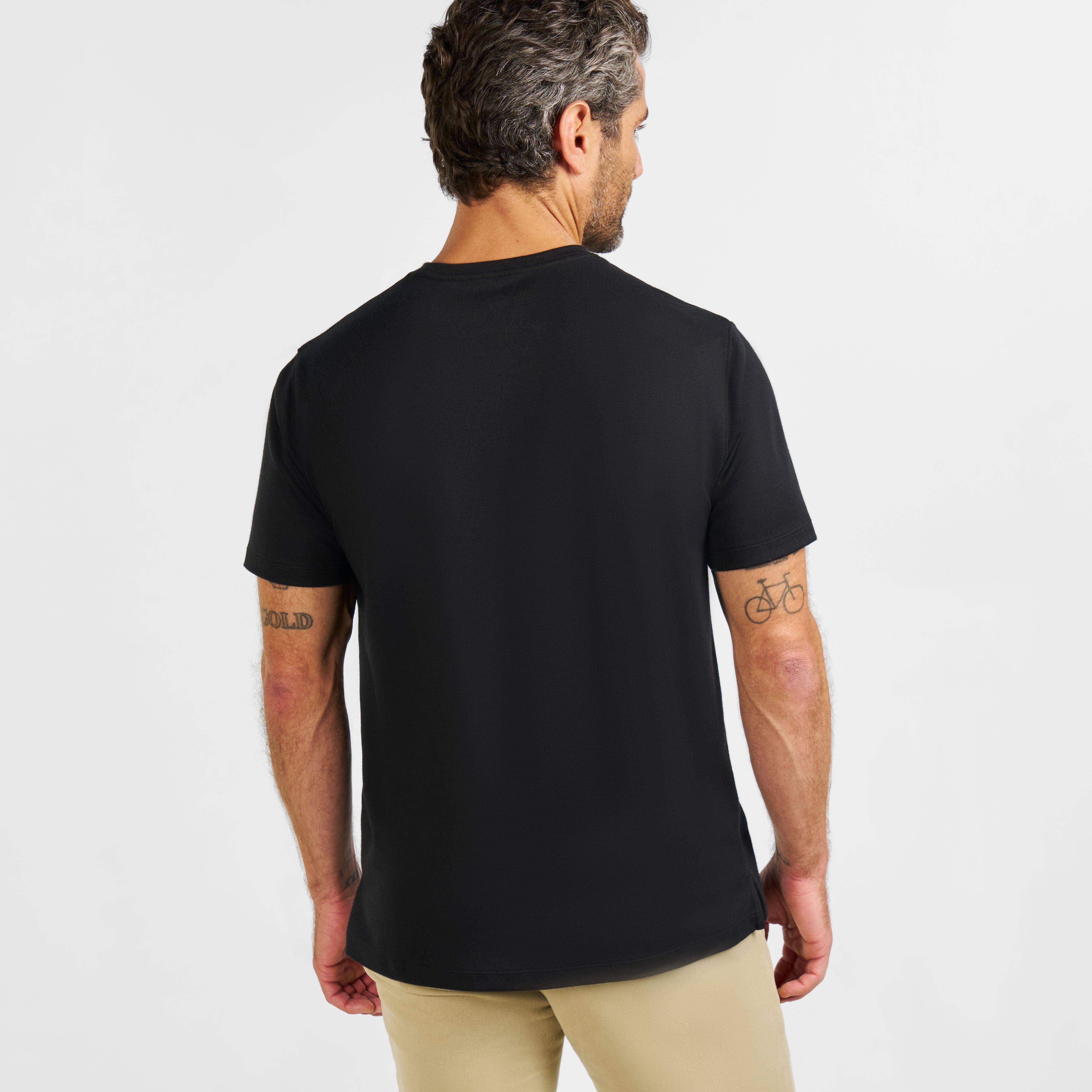 Black Micro Pique Crew Neck Tee