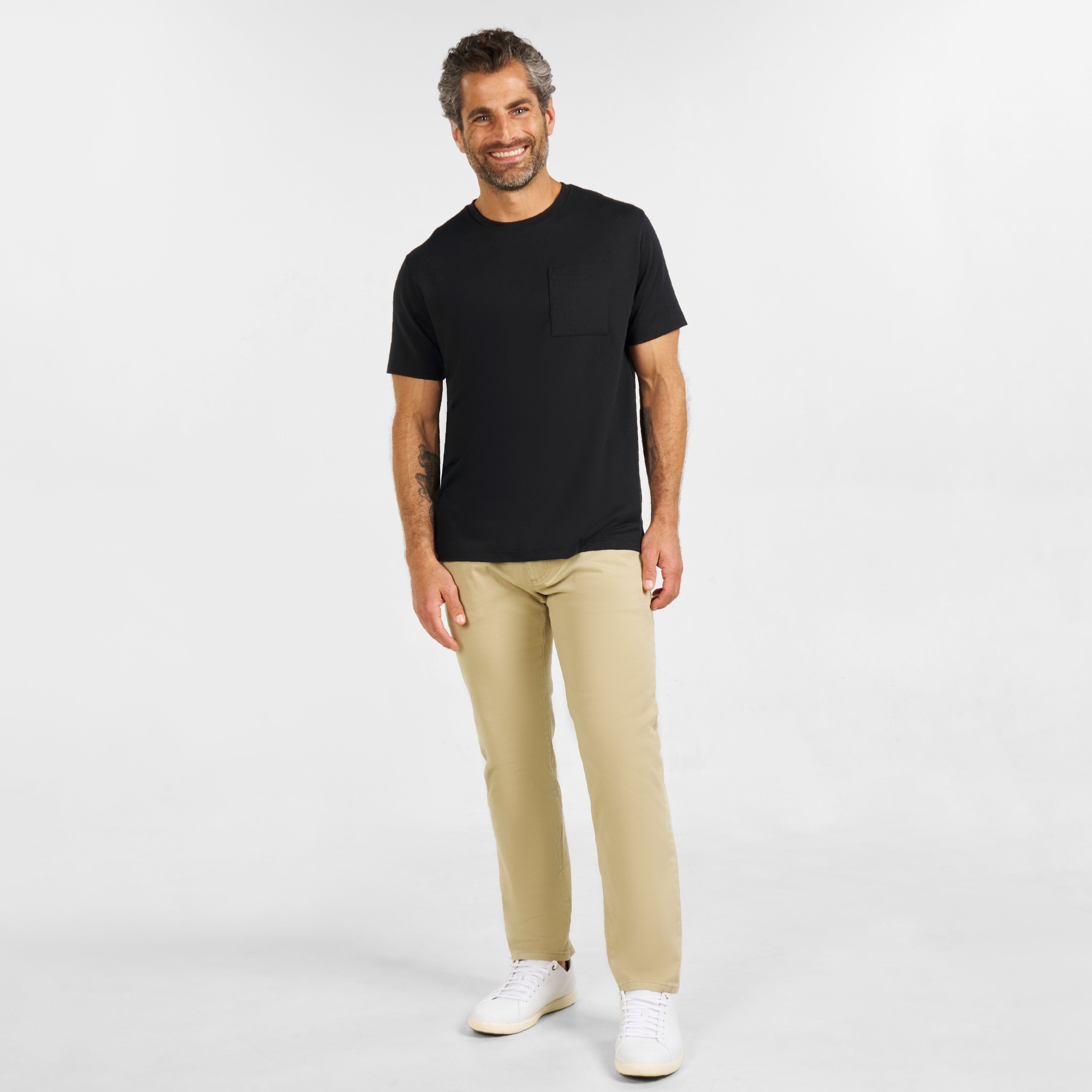 Black Micro Pique Crew Neck Tee