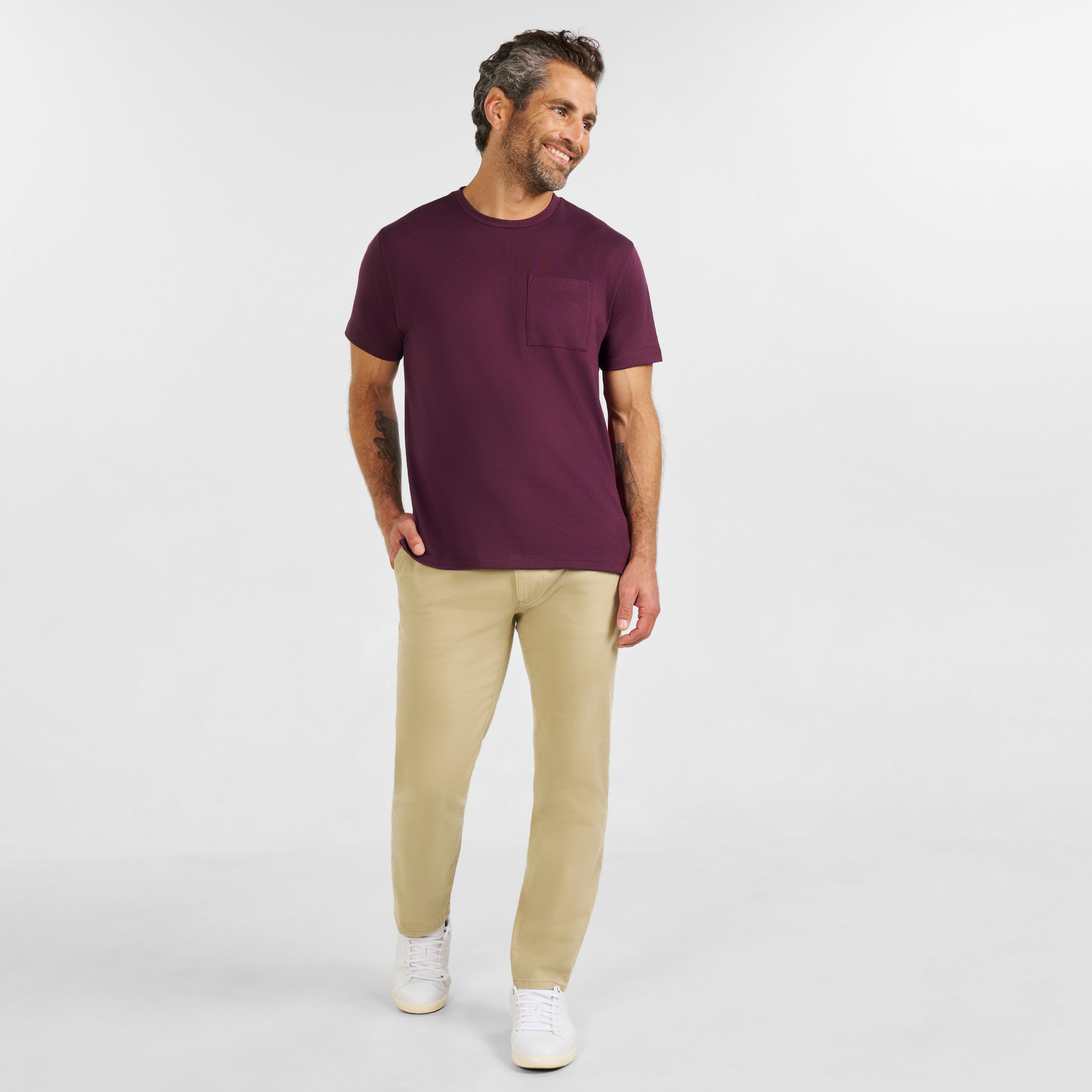 Burgundy Micro Pique Crew Neck Tee