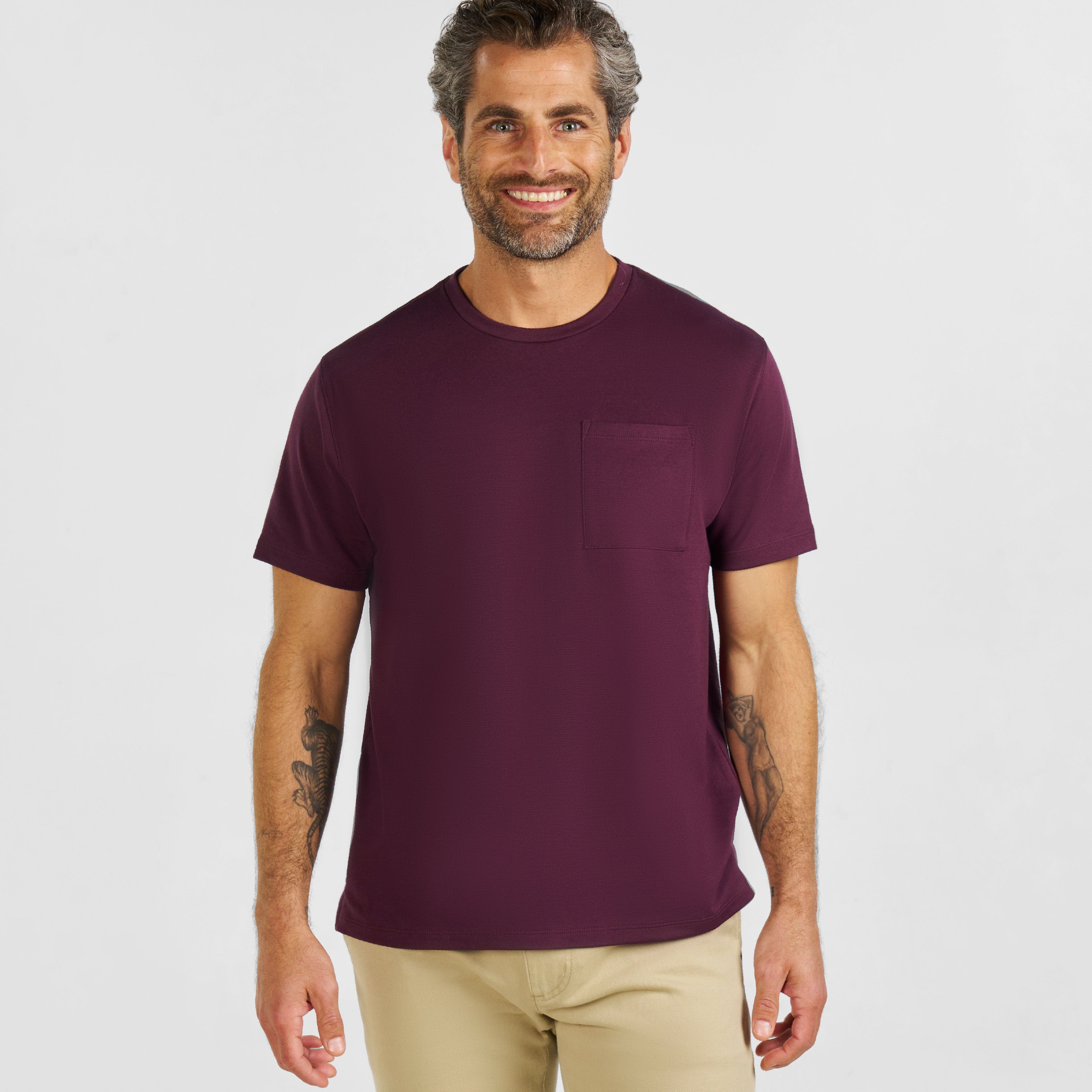 Burgundy Micro Pique Crew Neck Tee