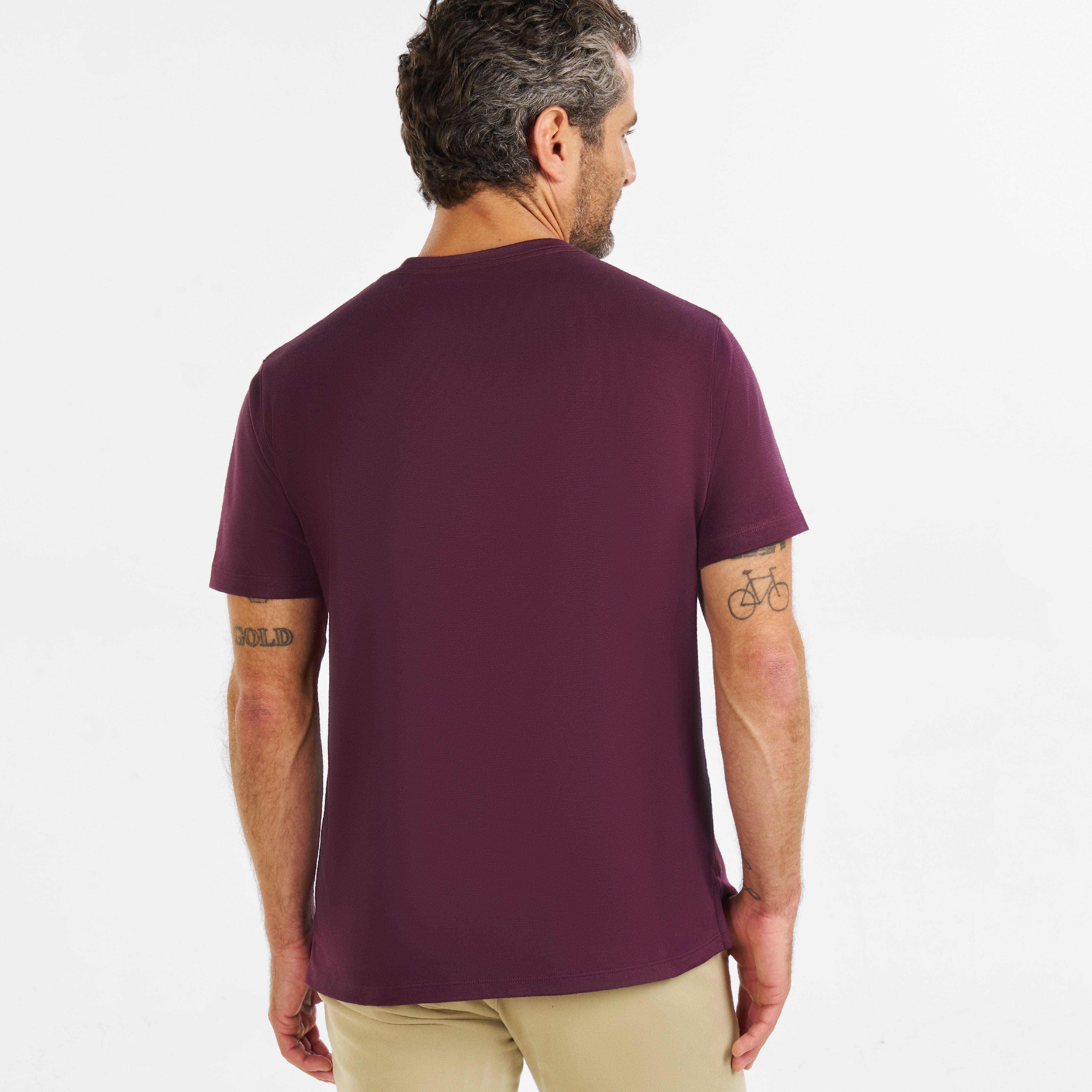 Burgundy Micro Pique Crew Neck Tee