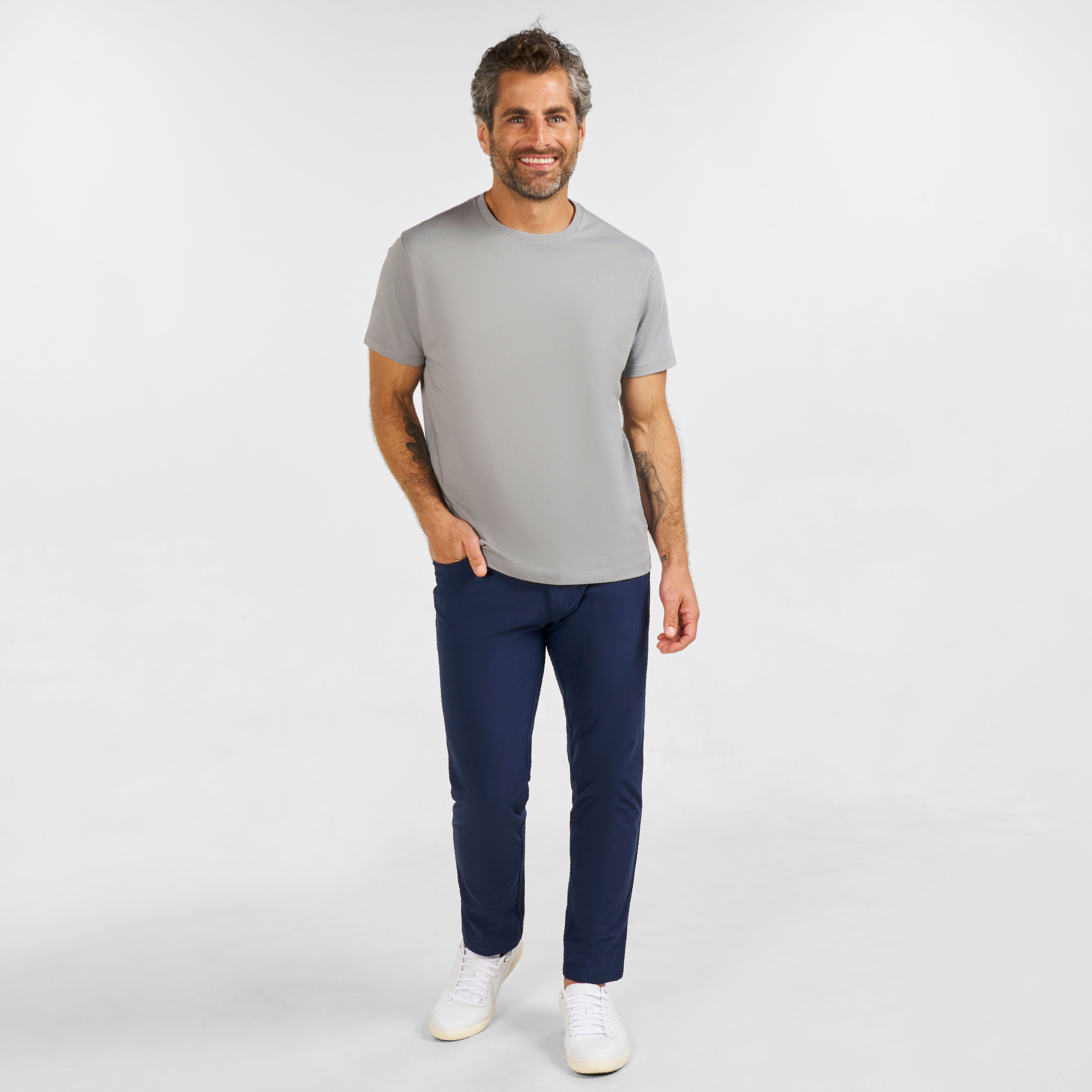 Grey Pima Cotton Crew Neck Tee