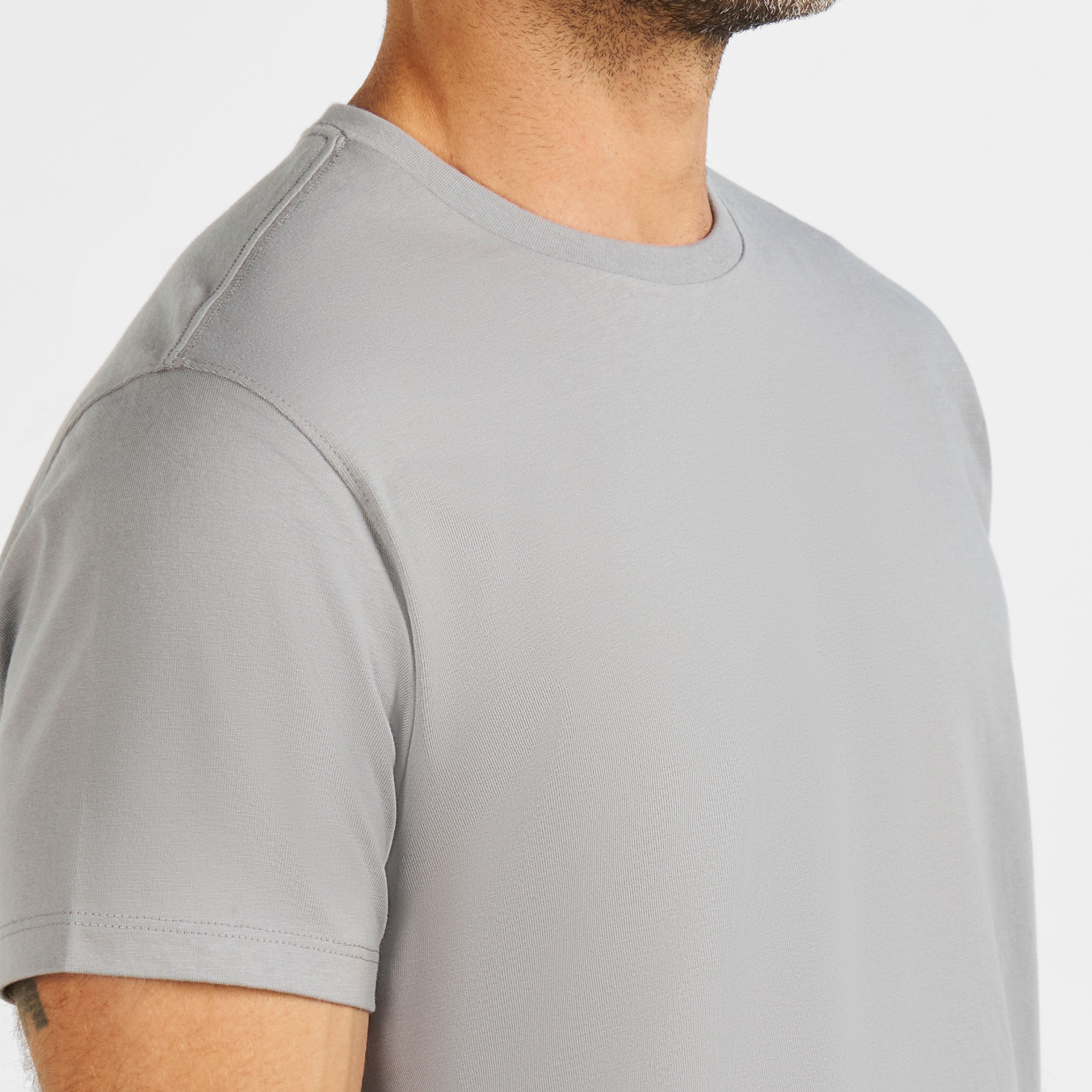 Grey Pima Cotton Crew Neck Tee