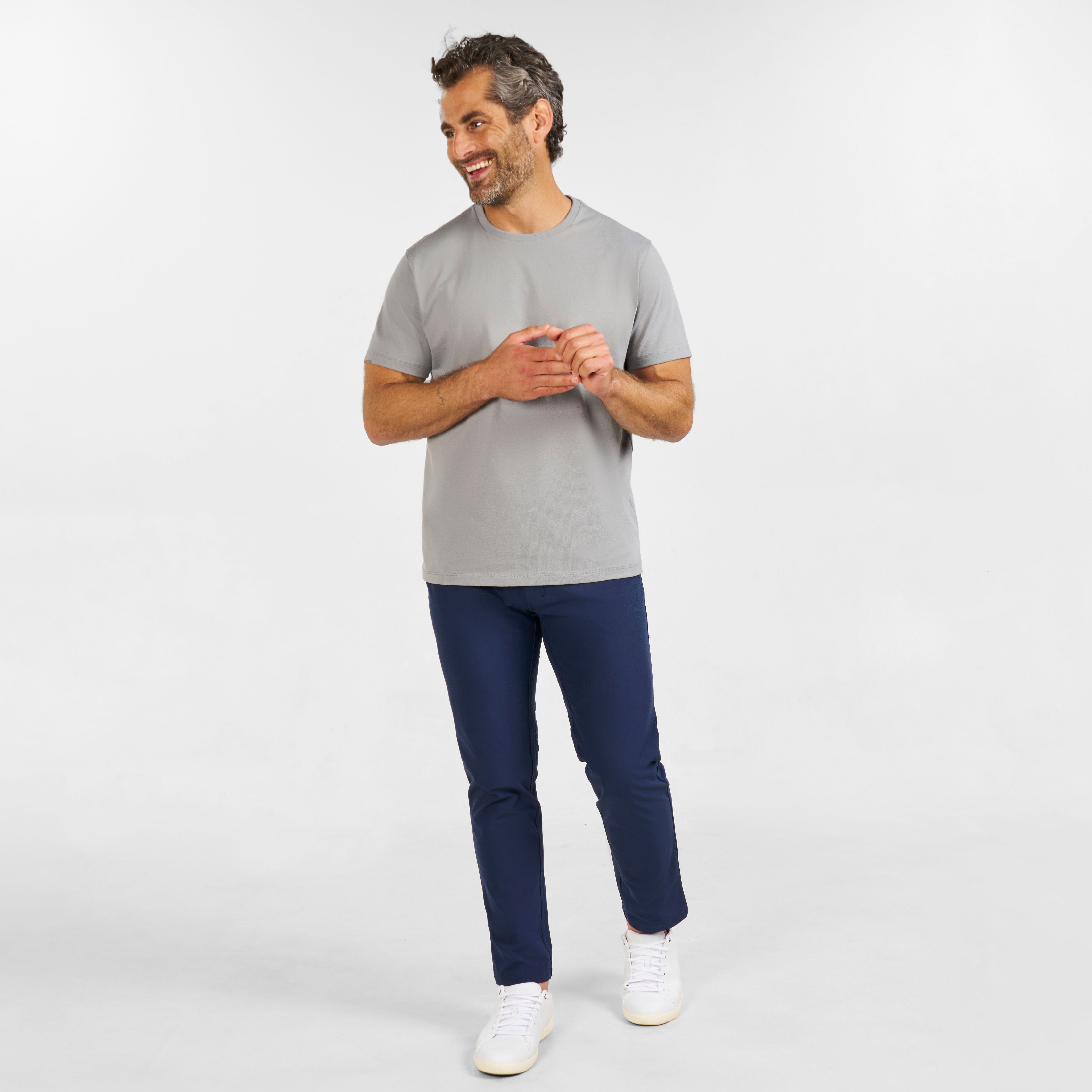 Grey Pima Cotton Crew Neck Tee
