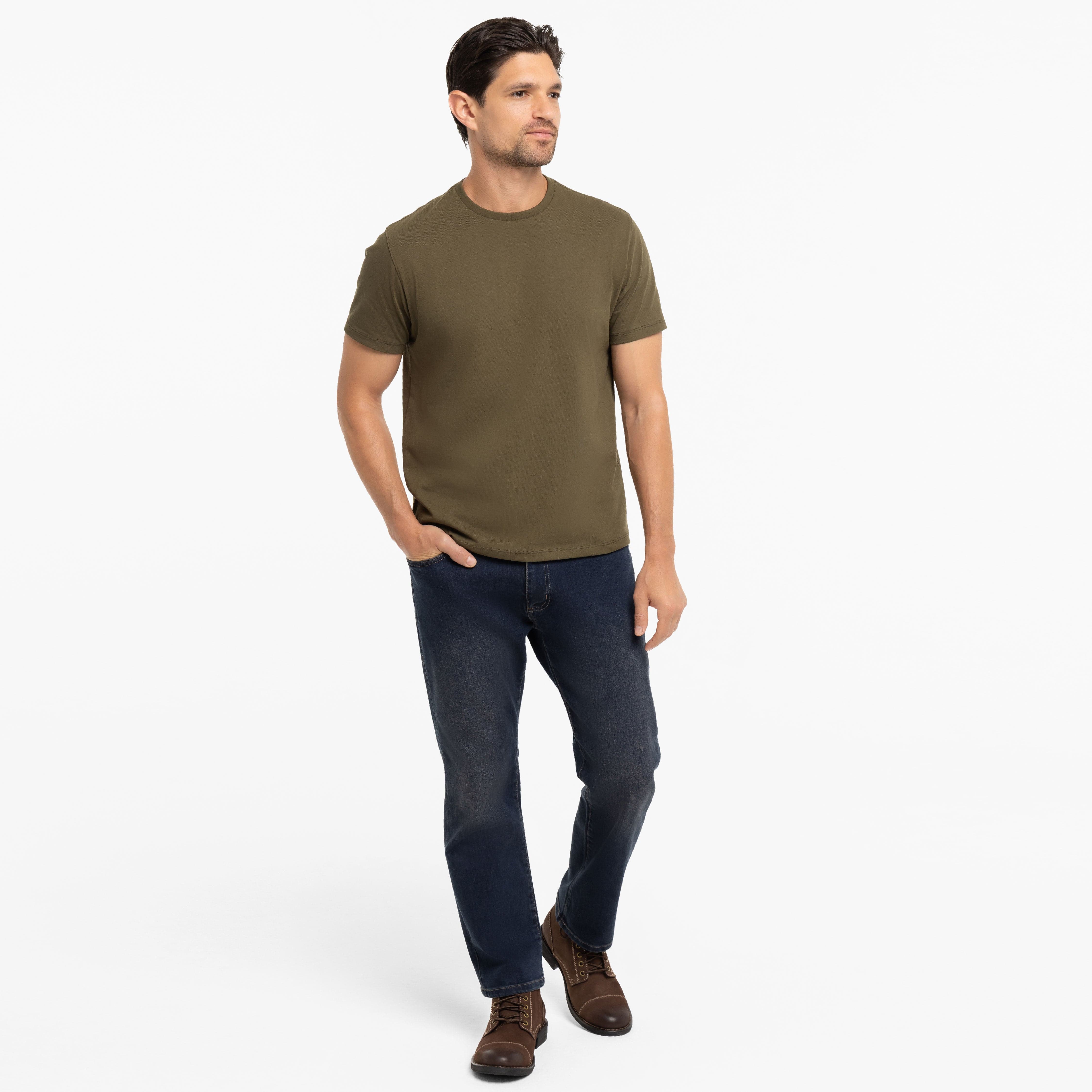 Olive Pima Cotton Crew Neck Tee