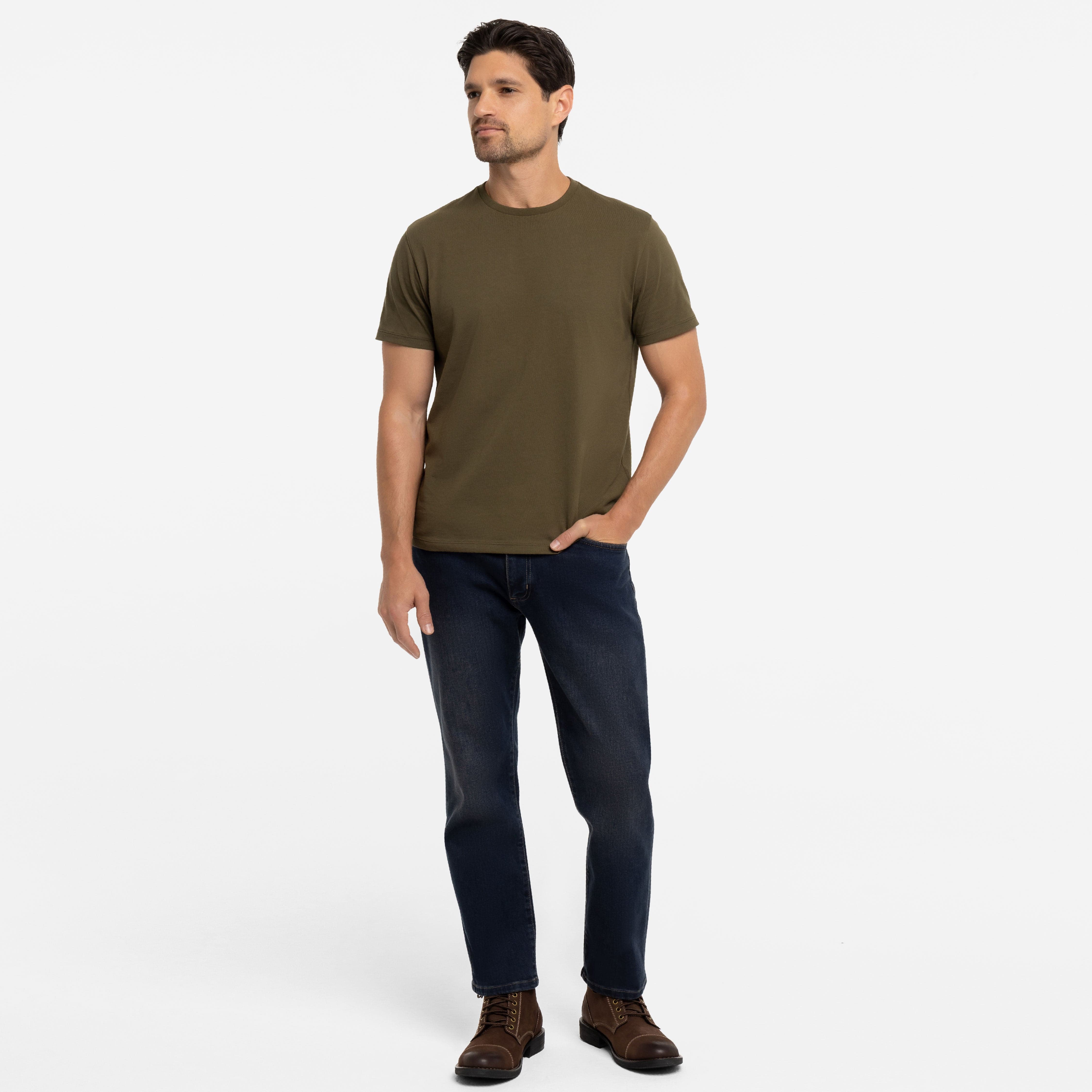 Olive Pima Cotton Crew Neck Tee
