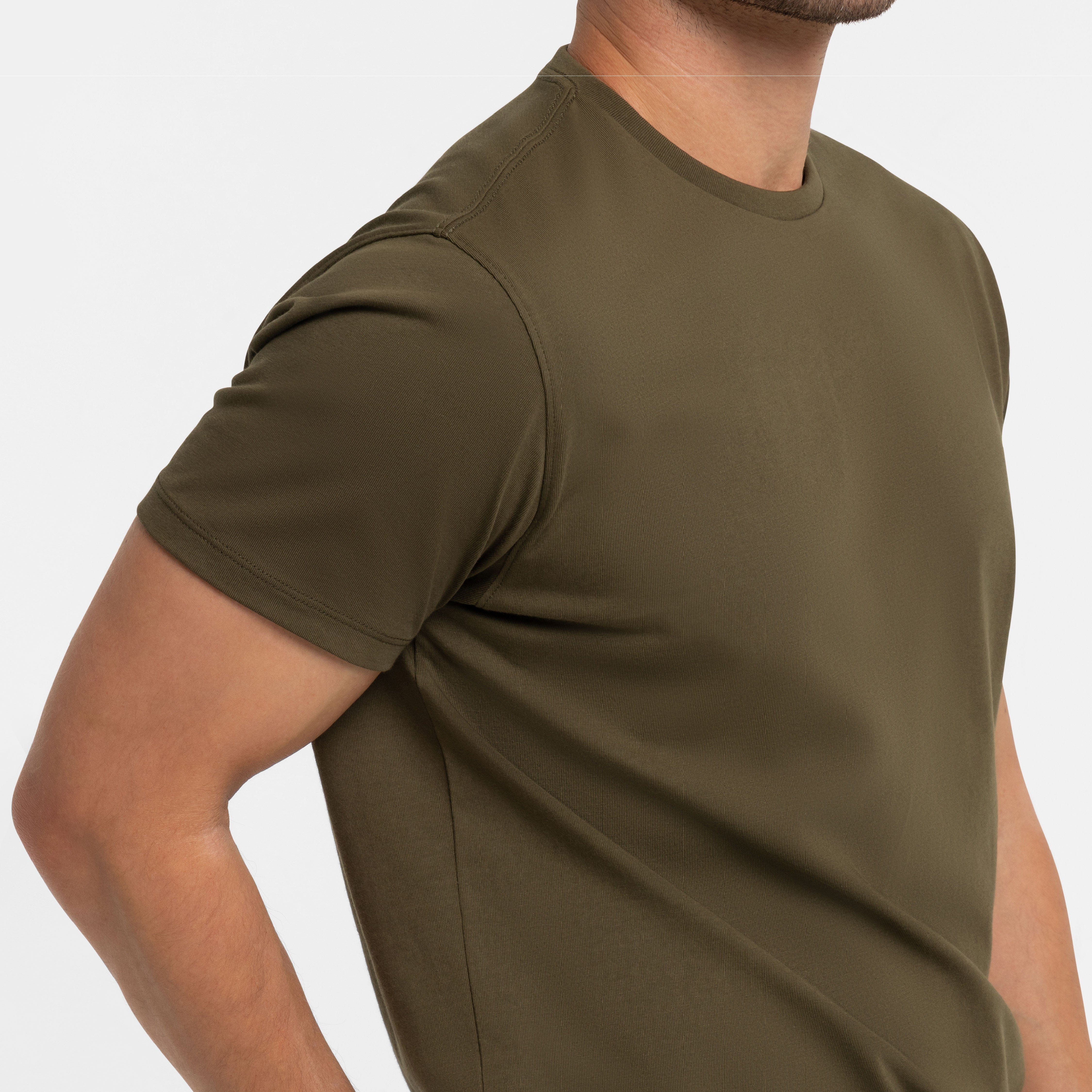Olive Pima Cotton Crew Neck Tee