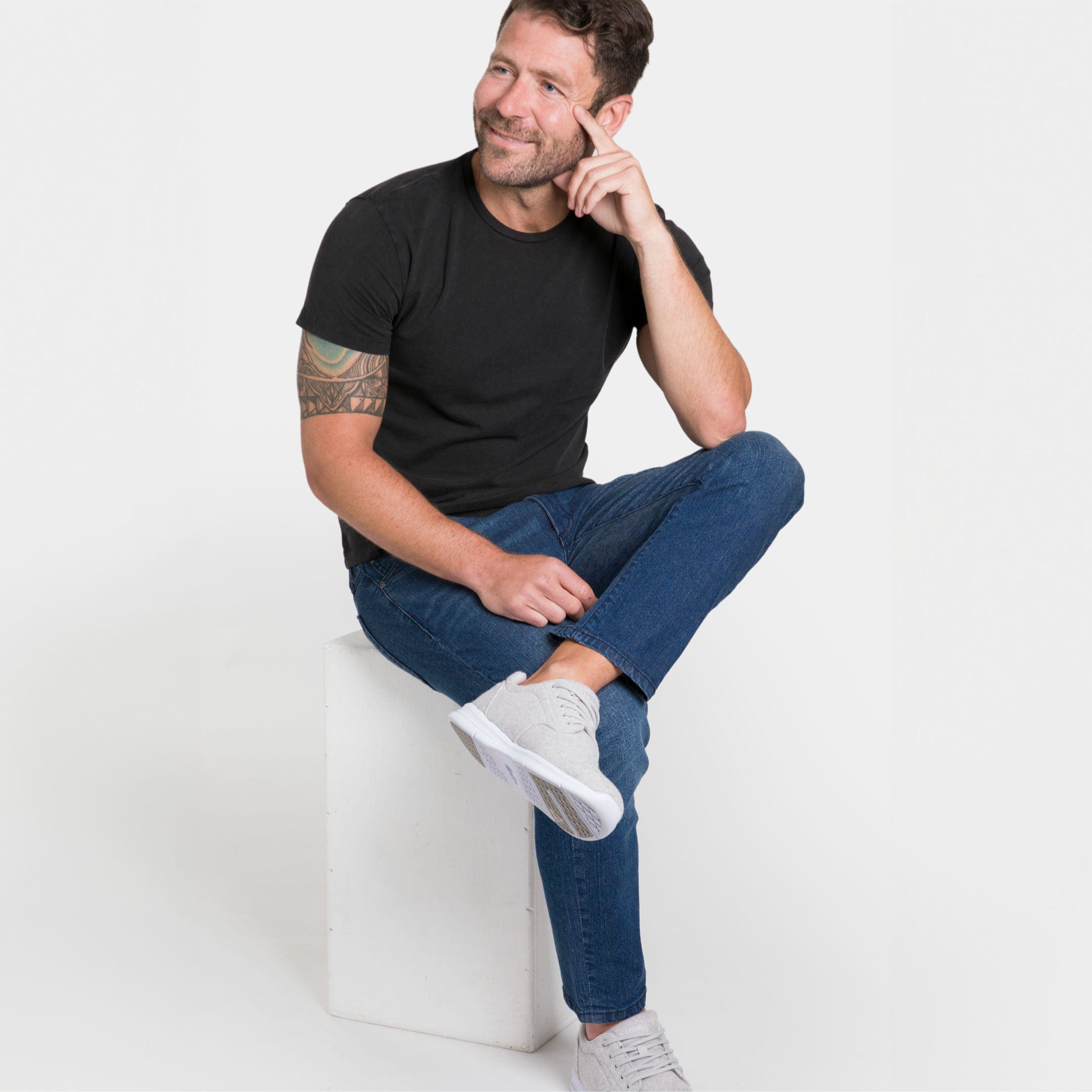 Washed Black Pima Cotton Crew Neck Tee