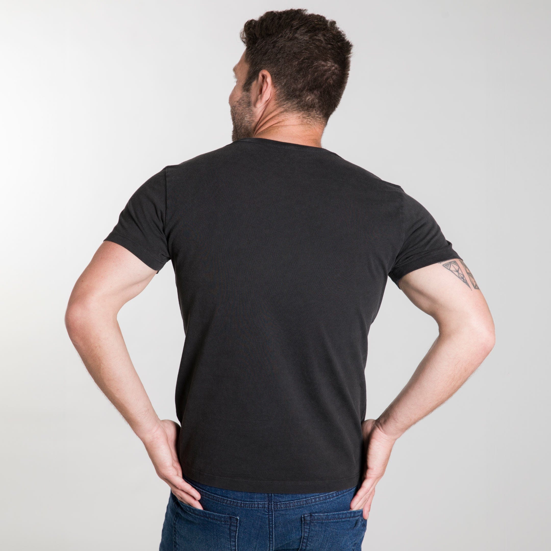 Washed Black Pima Cotton Crew Neck Tee