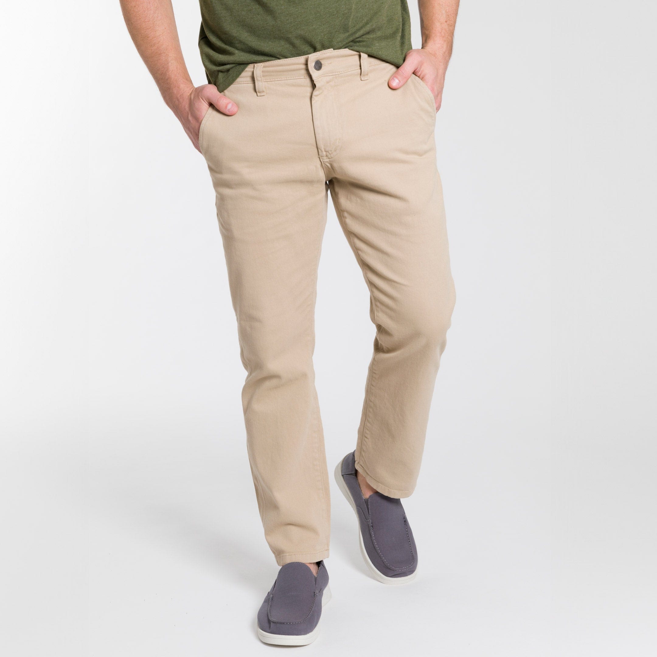 Straight Fit Khaki Washed Stretch Chino