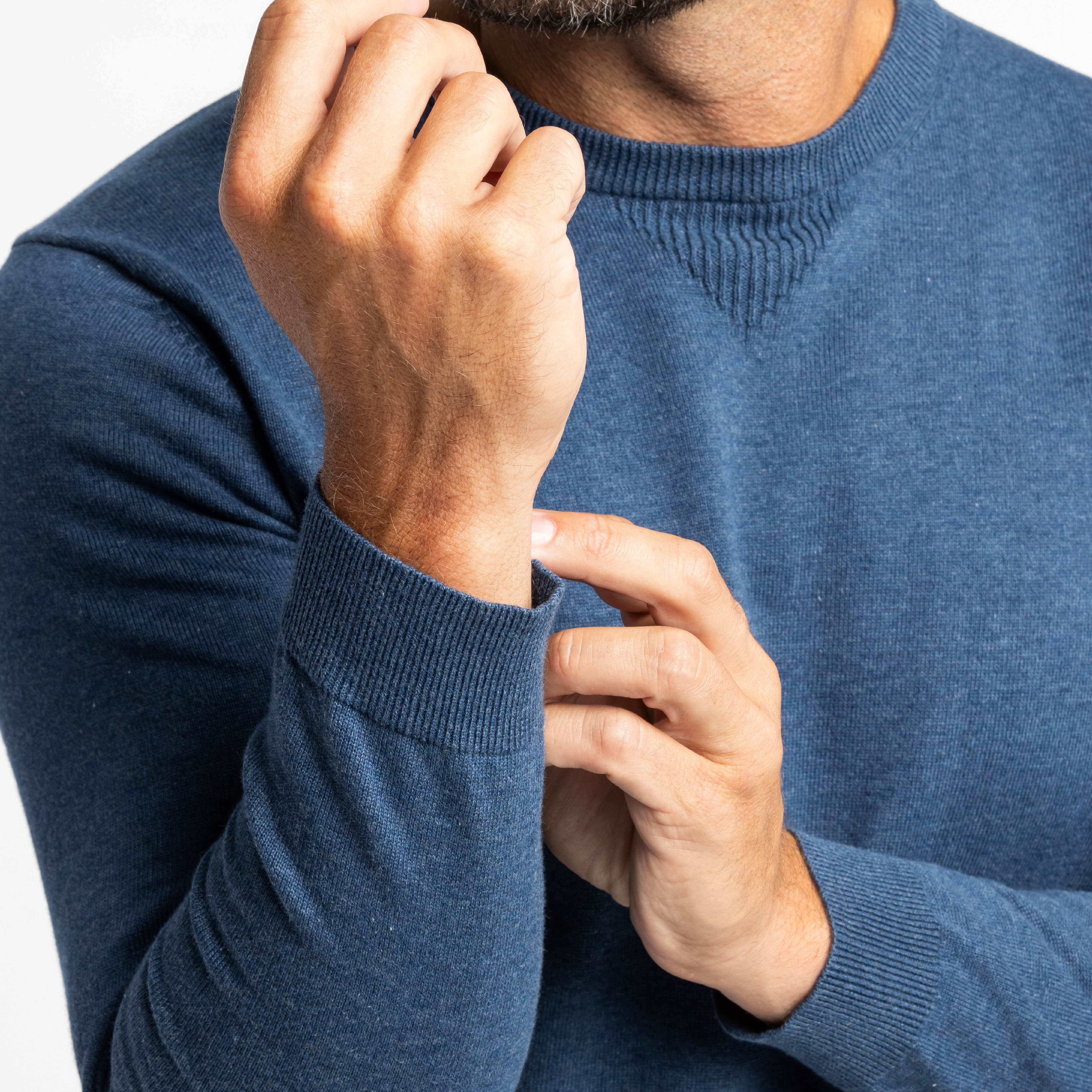 Bright Blue Cotton Crew Neck Sweater