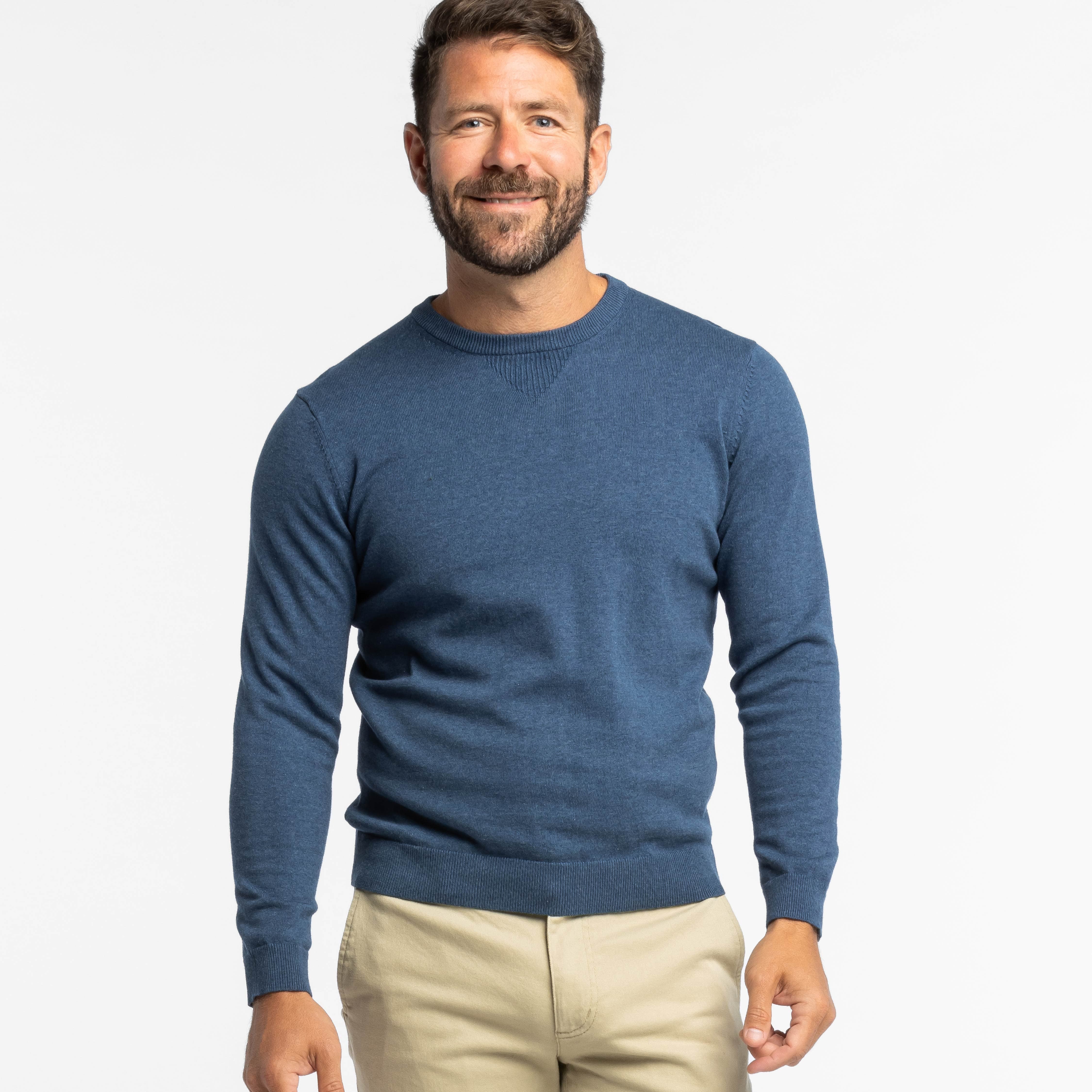Bright Blue Cotton Crew Neck Sweater