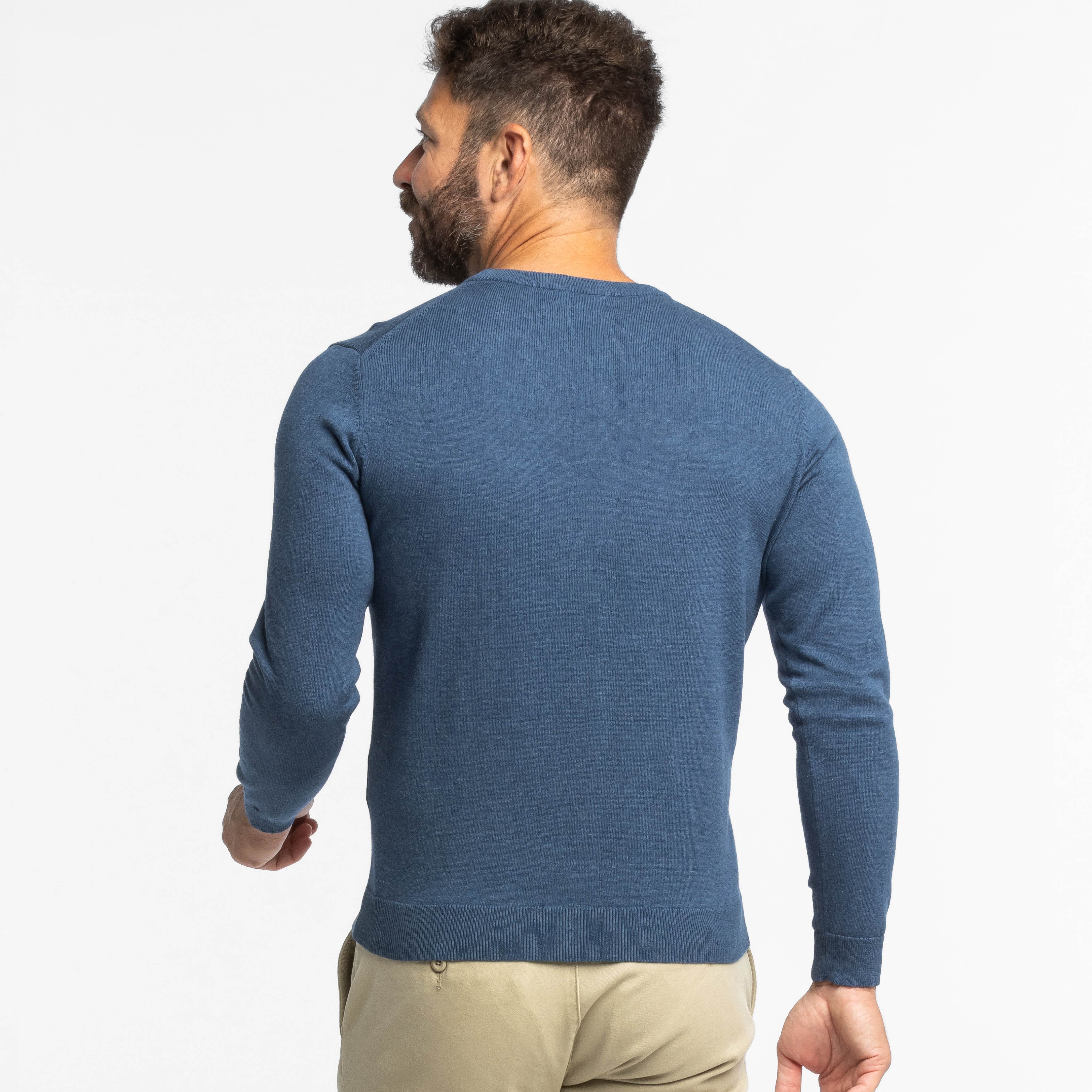 Bright Blue Cotton Crew Neck Sweater