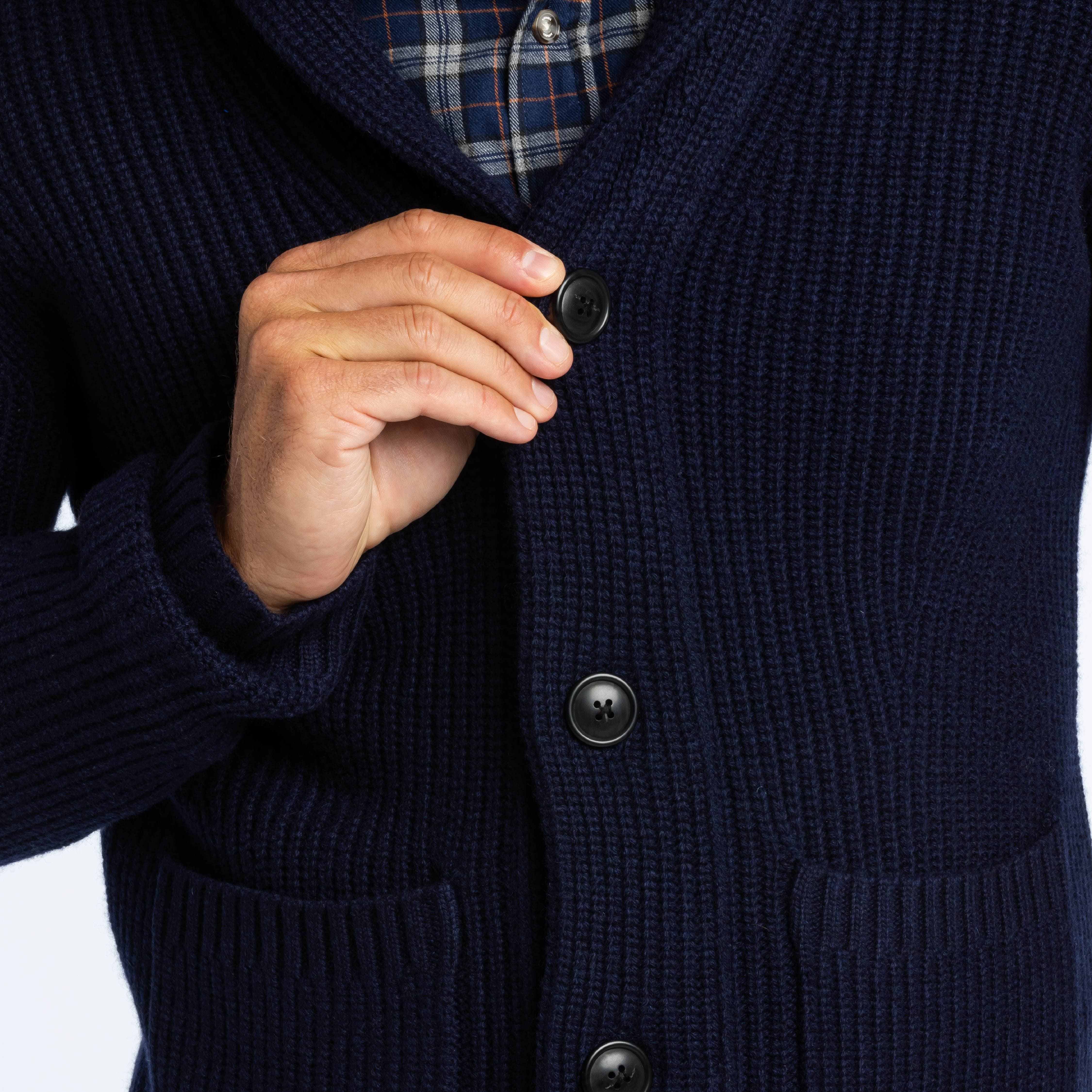 Dark Navy Cashmere Shawl Cardigan Sweater