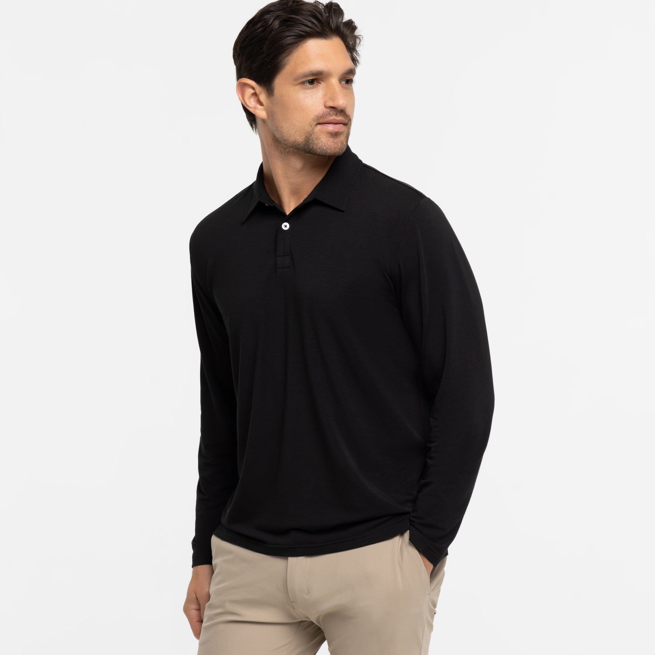Black Long Sleeve Tech Polo