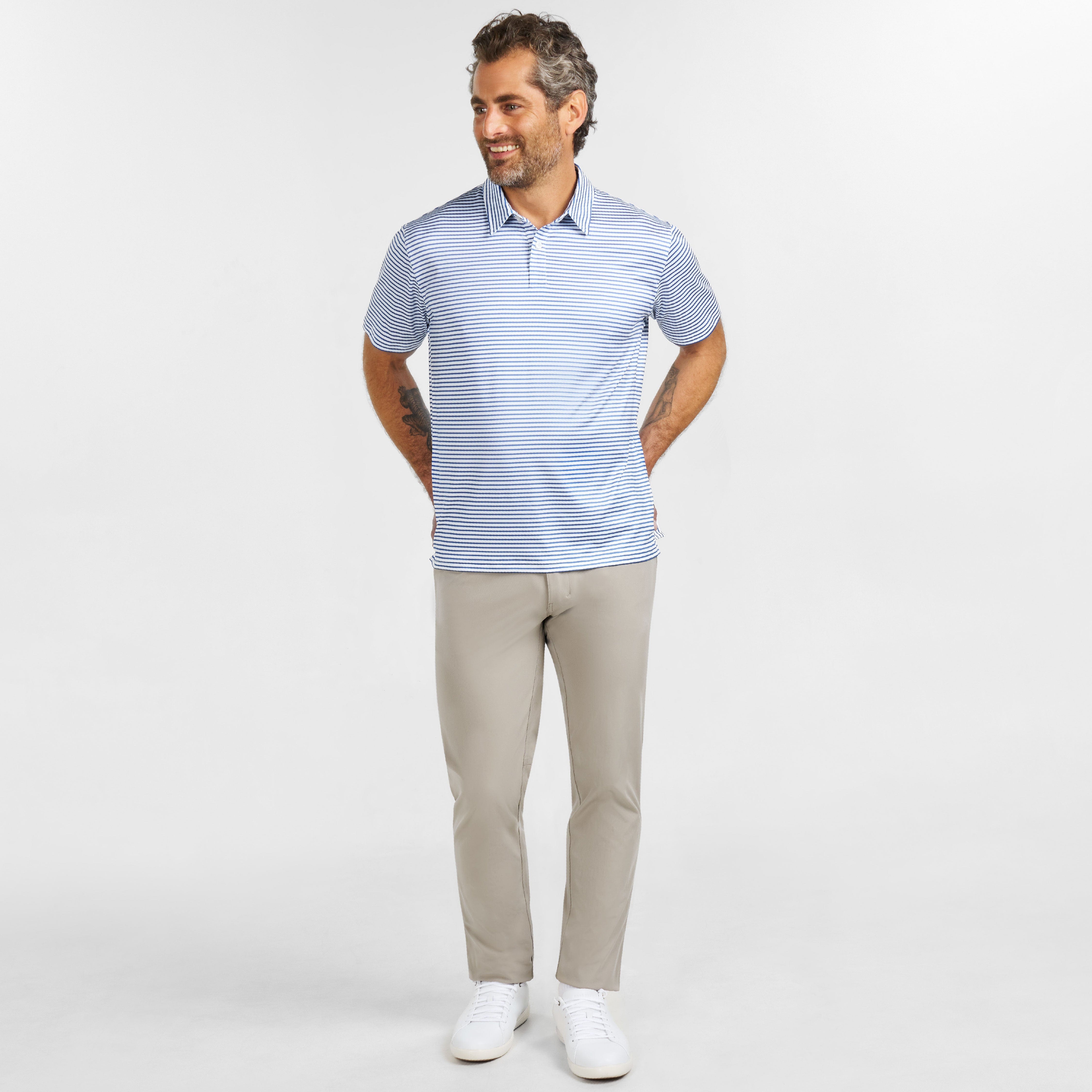 Coastal Stripes Tech Polo