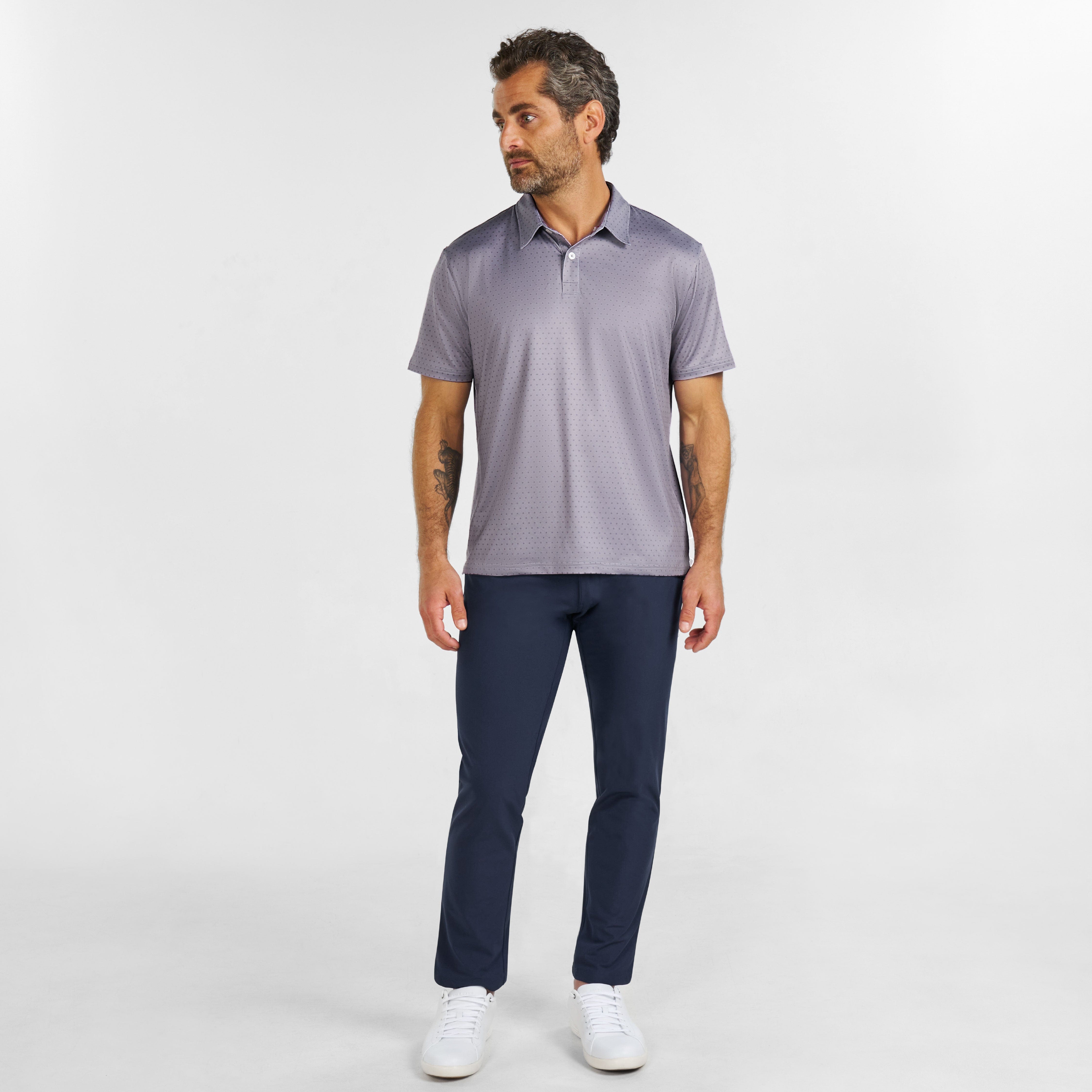 Grey Dots Tech Polo