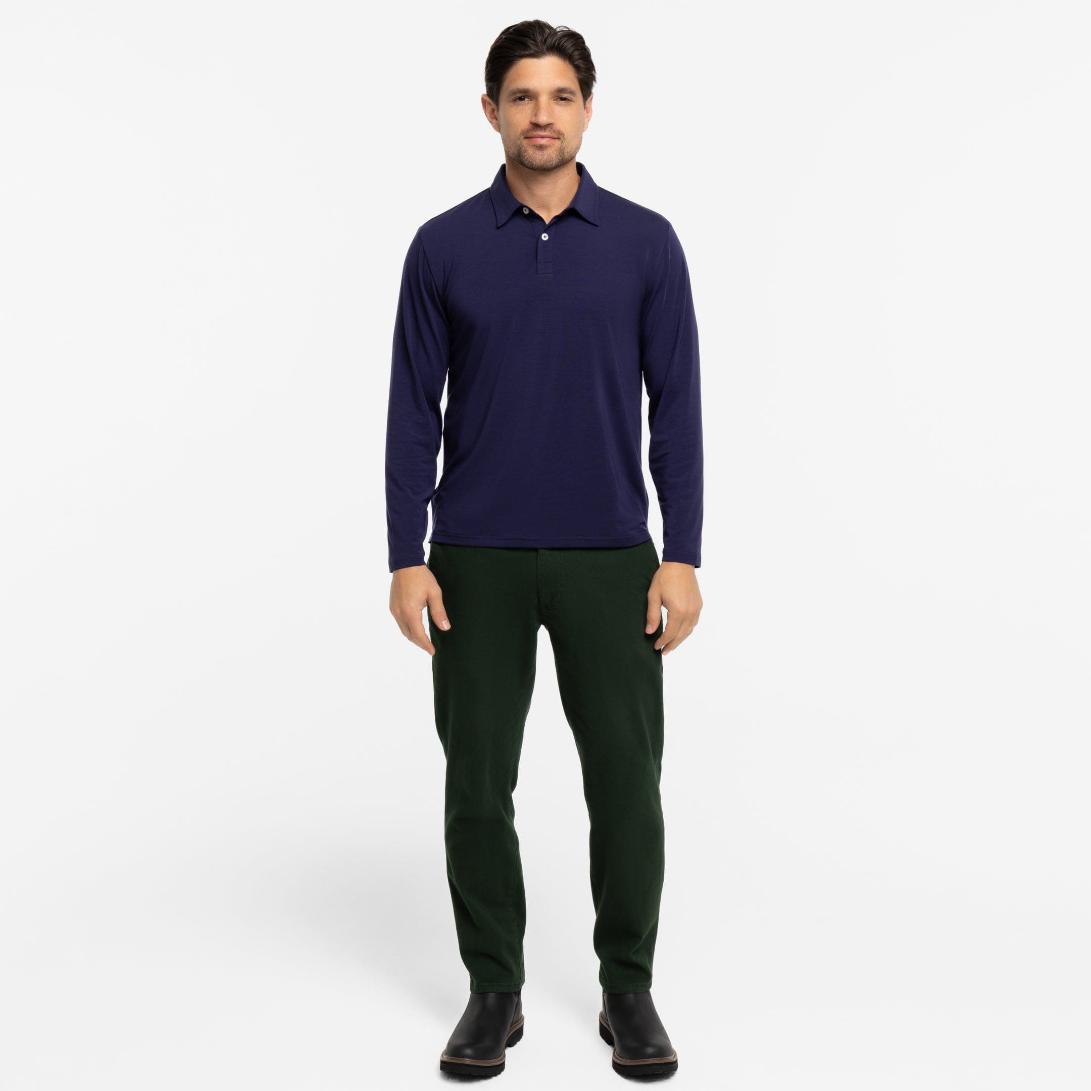 Navy Long Sleeve Tech Polo