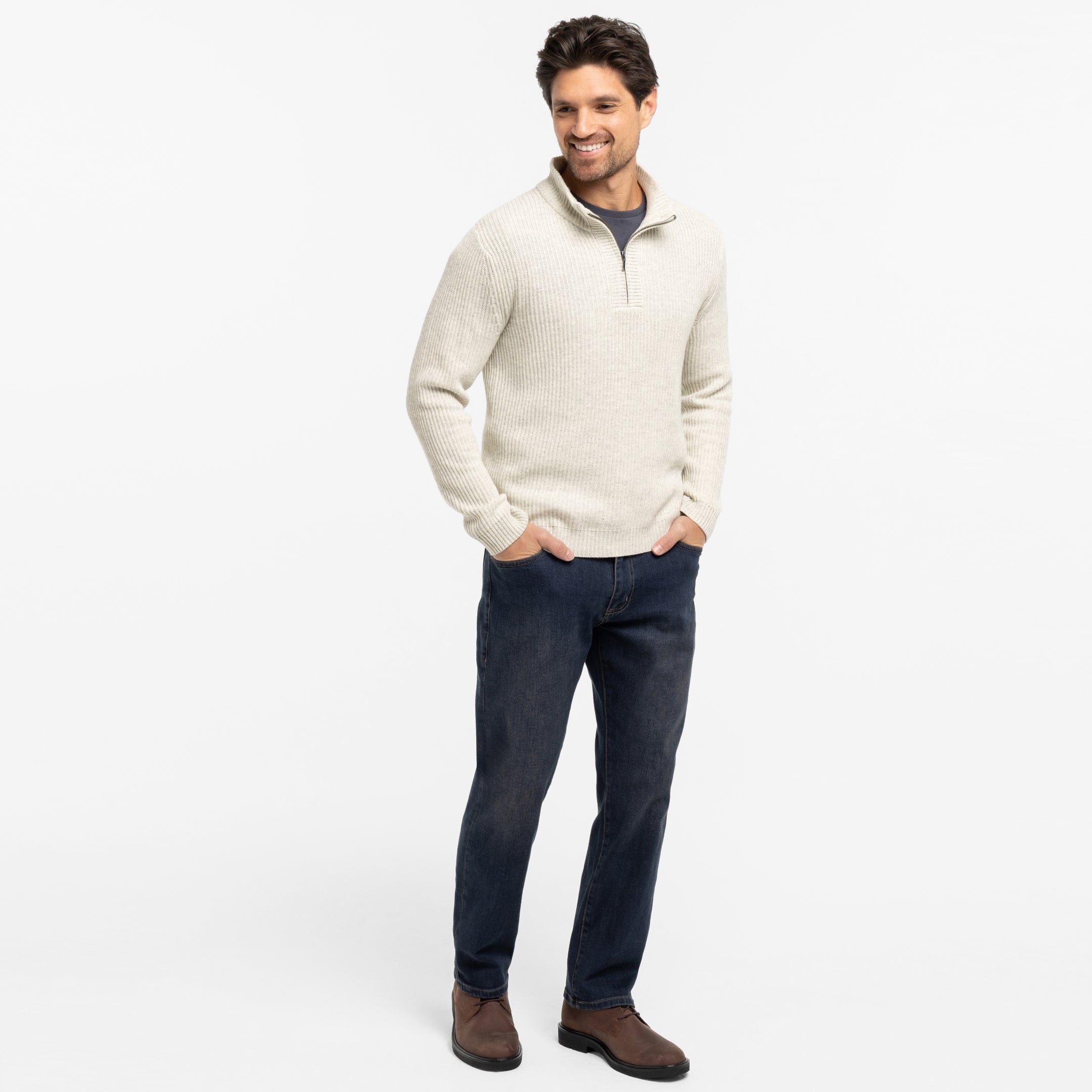 Oat Cashmere Blend Quarter-Zip Sweater