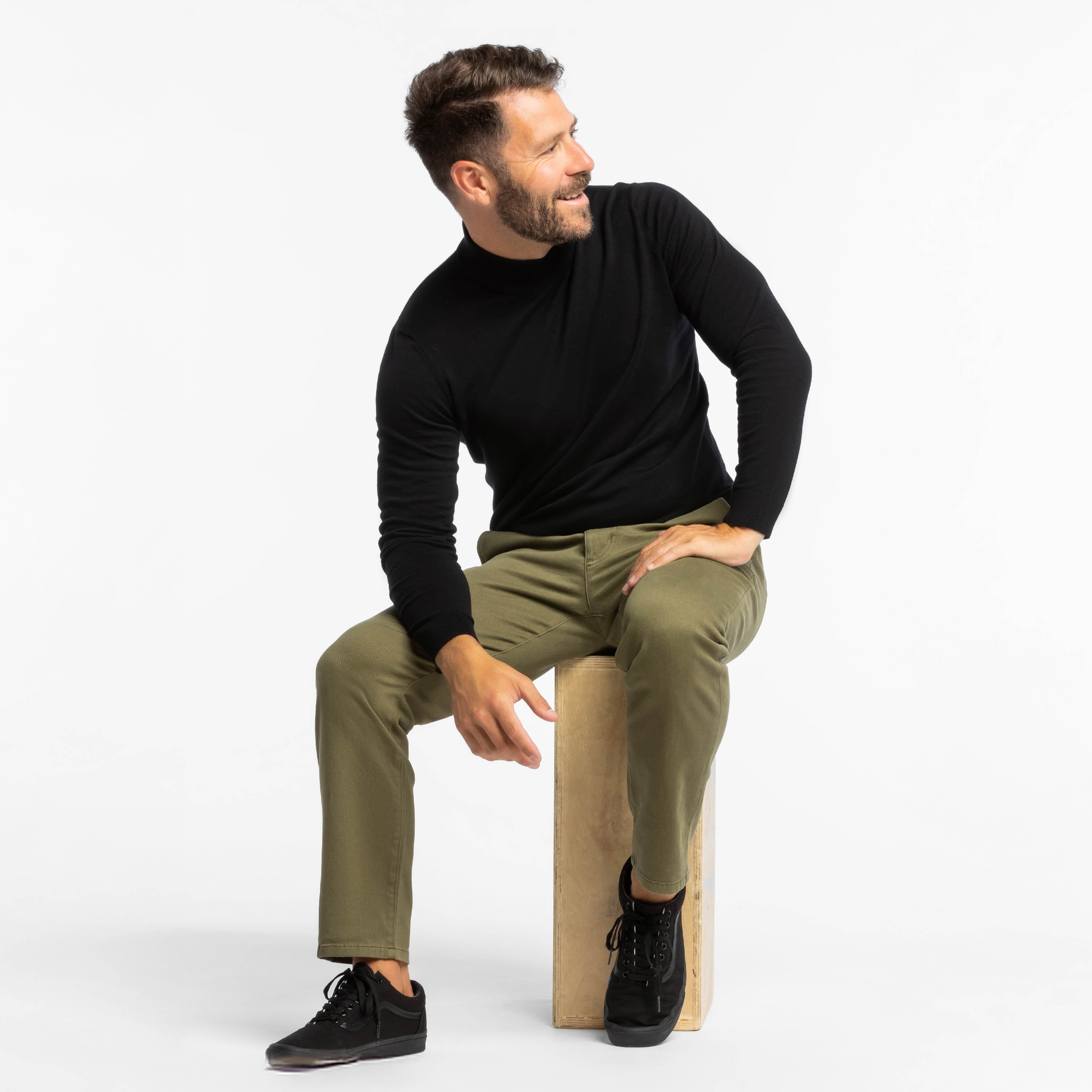 Dark Olive Washed Stretch Chino