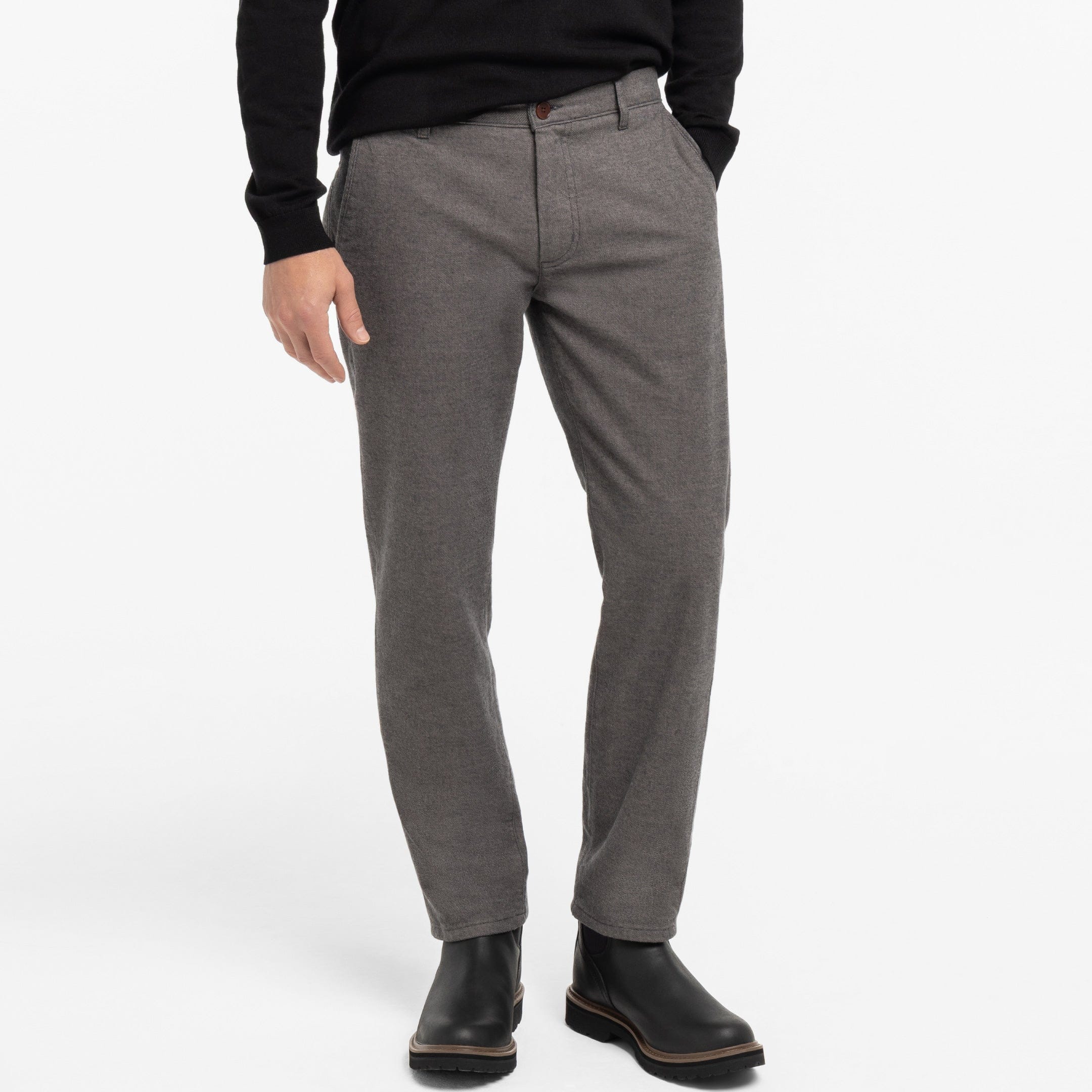 Grey Brushed Twill Chinos