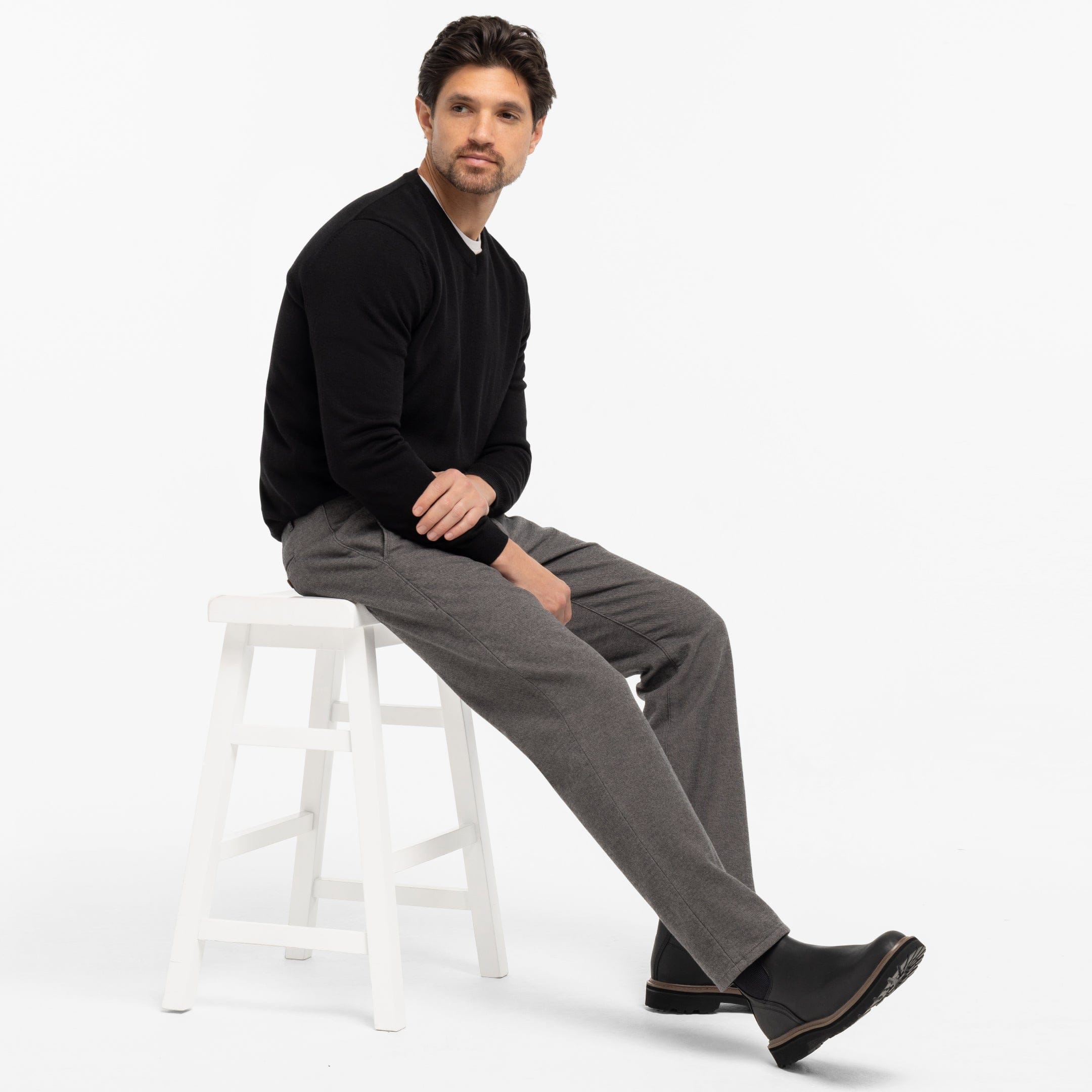 Grey Brushed Twill Chinos