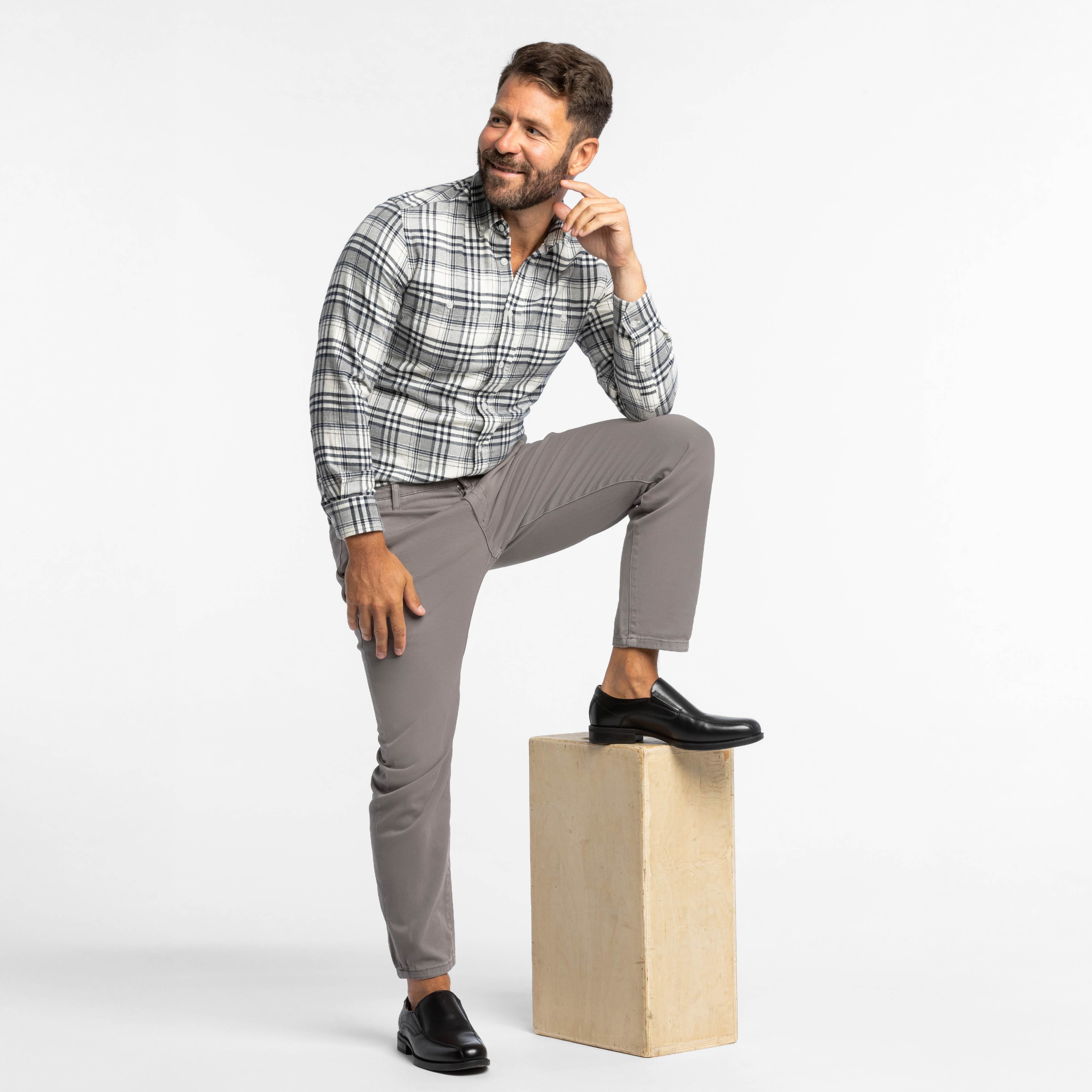 Steel Grey Washed Stretch Chino