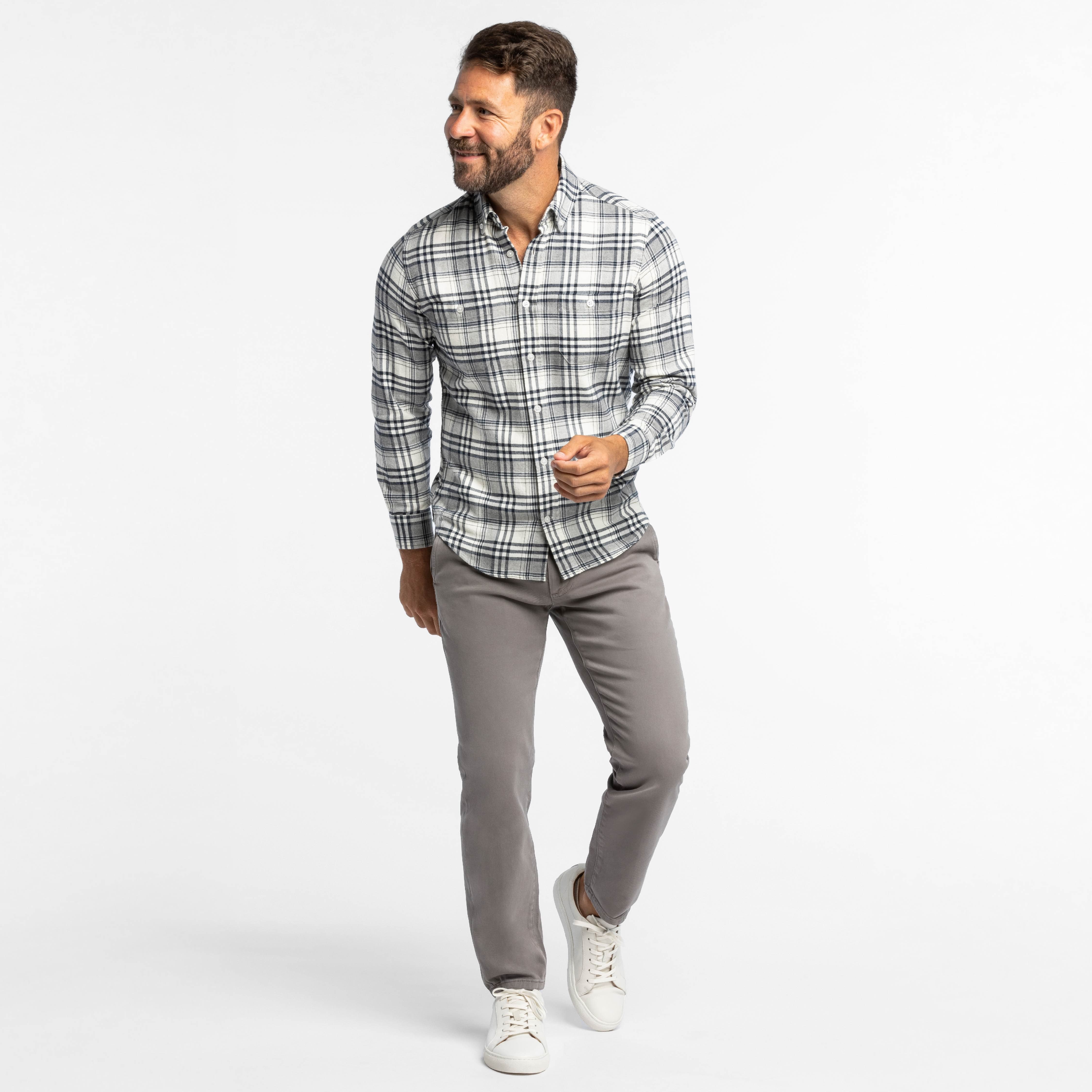 Steel Grey Washed Stretch Chino