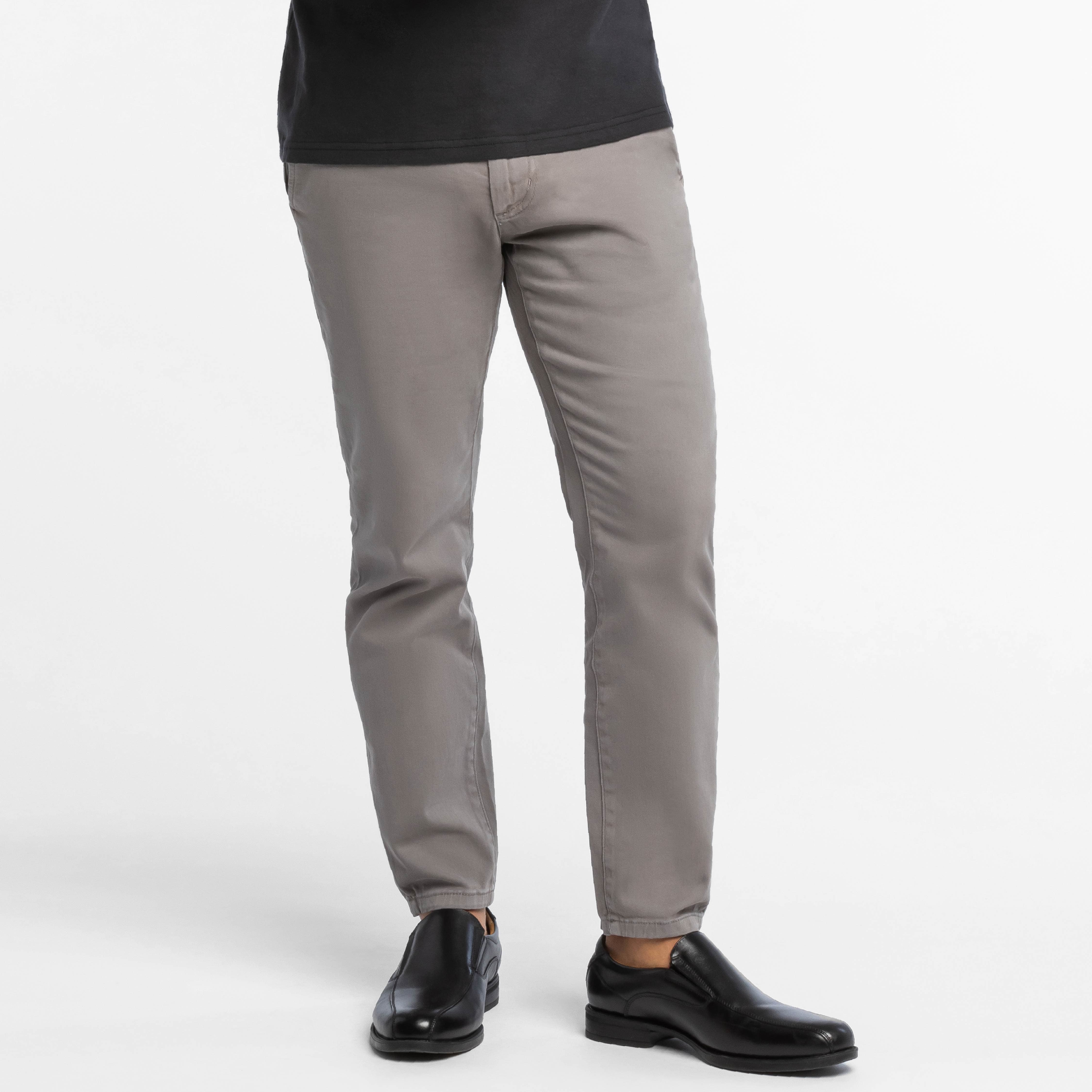 Steel Grey Washed Stretch Chino