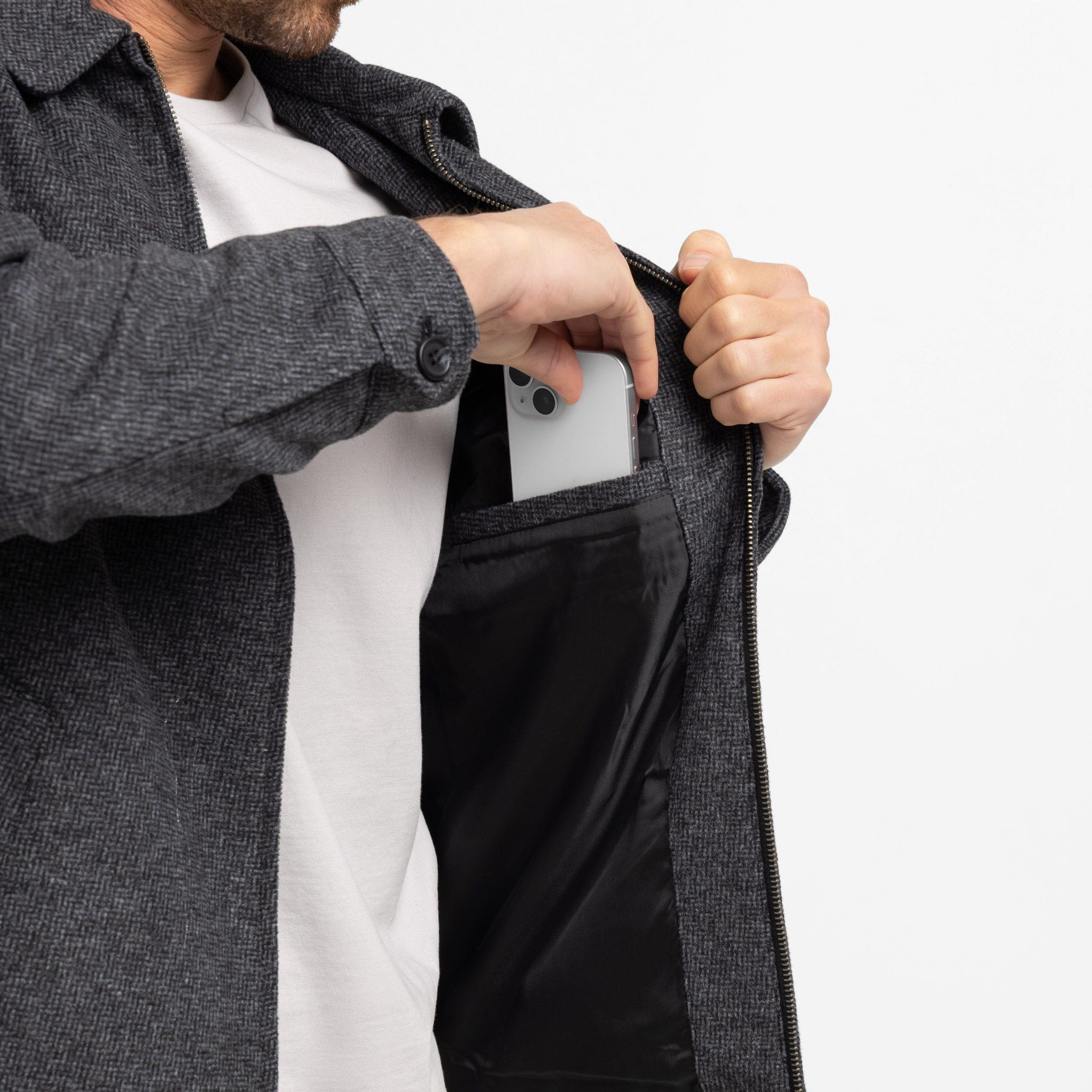 Charcoal Herringbone City Jacket