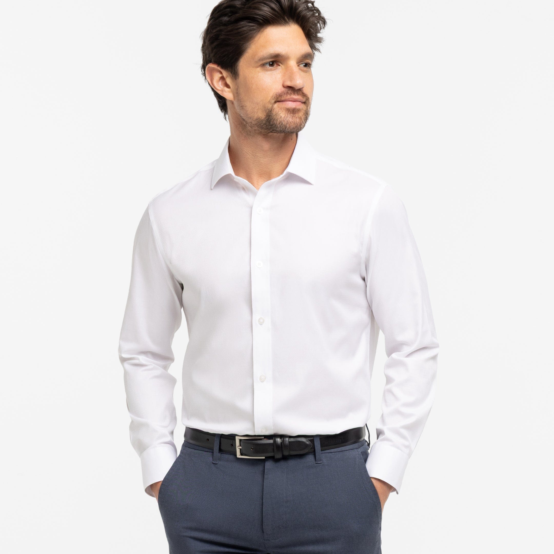 White Dobby Dress Shirt