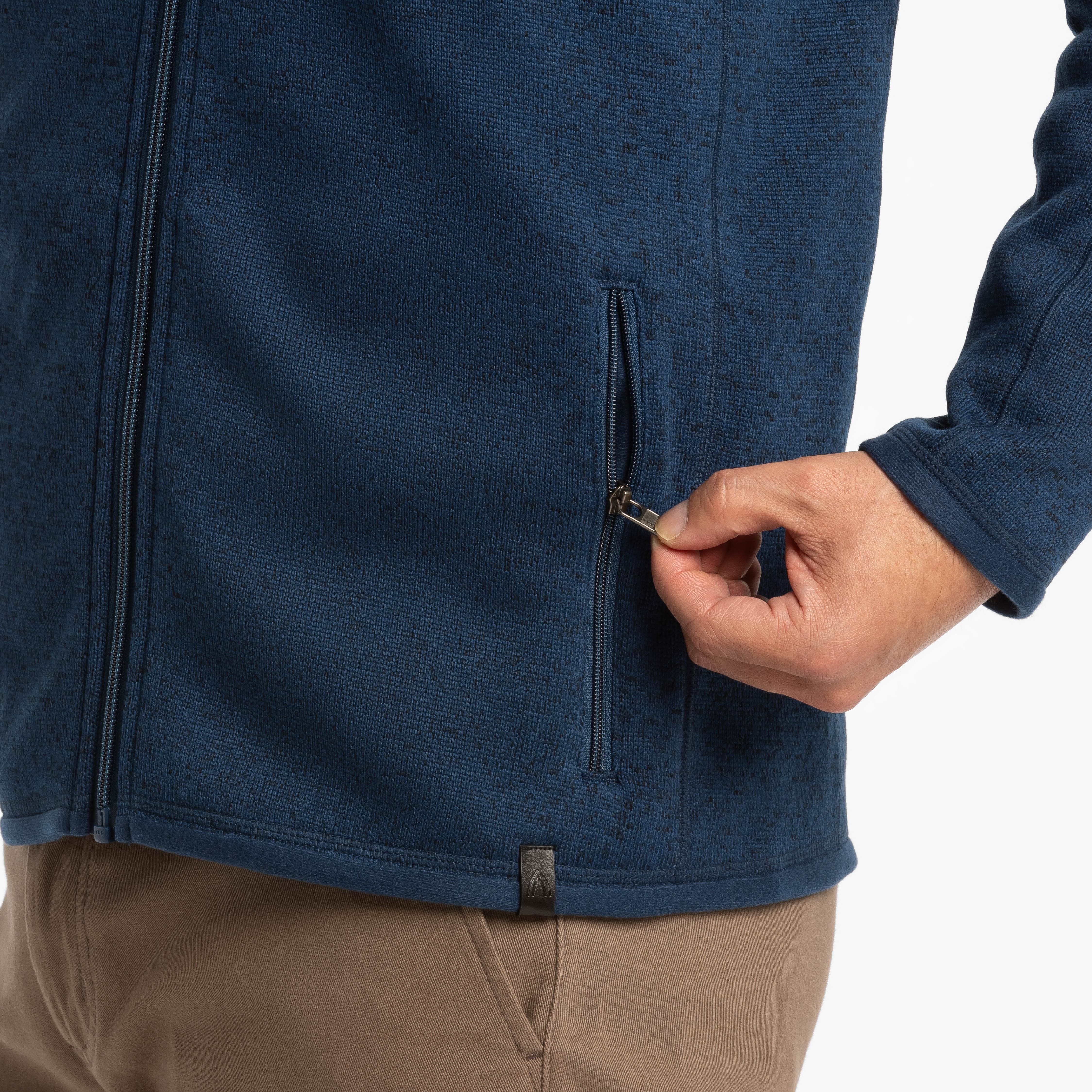 Heather Navy Full-Zip Fleece Jacket