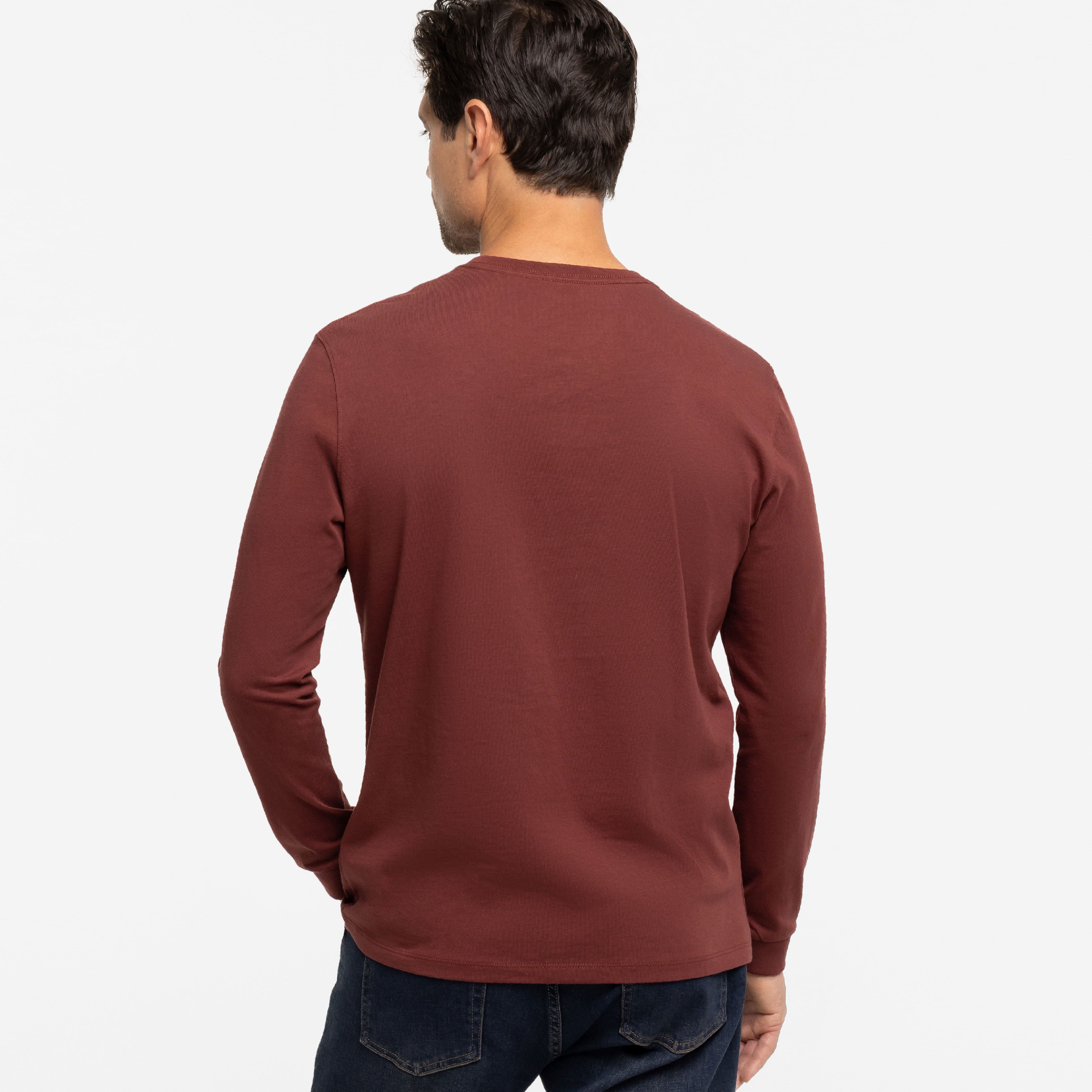 Burgundy Long Sleeve Pima Cotton Henley