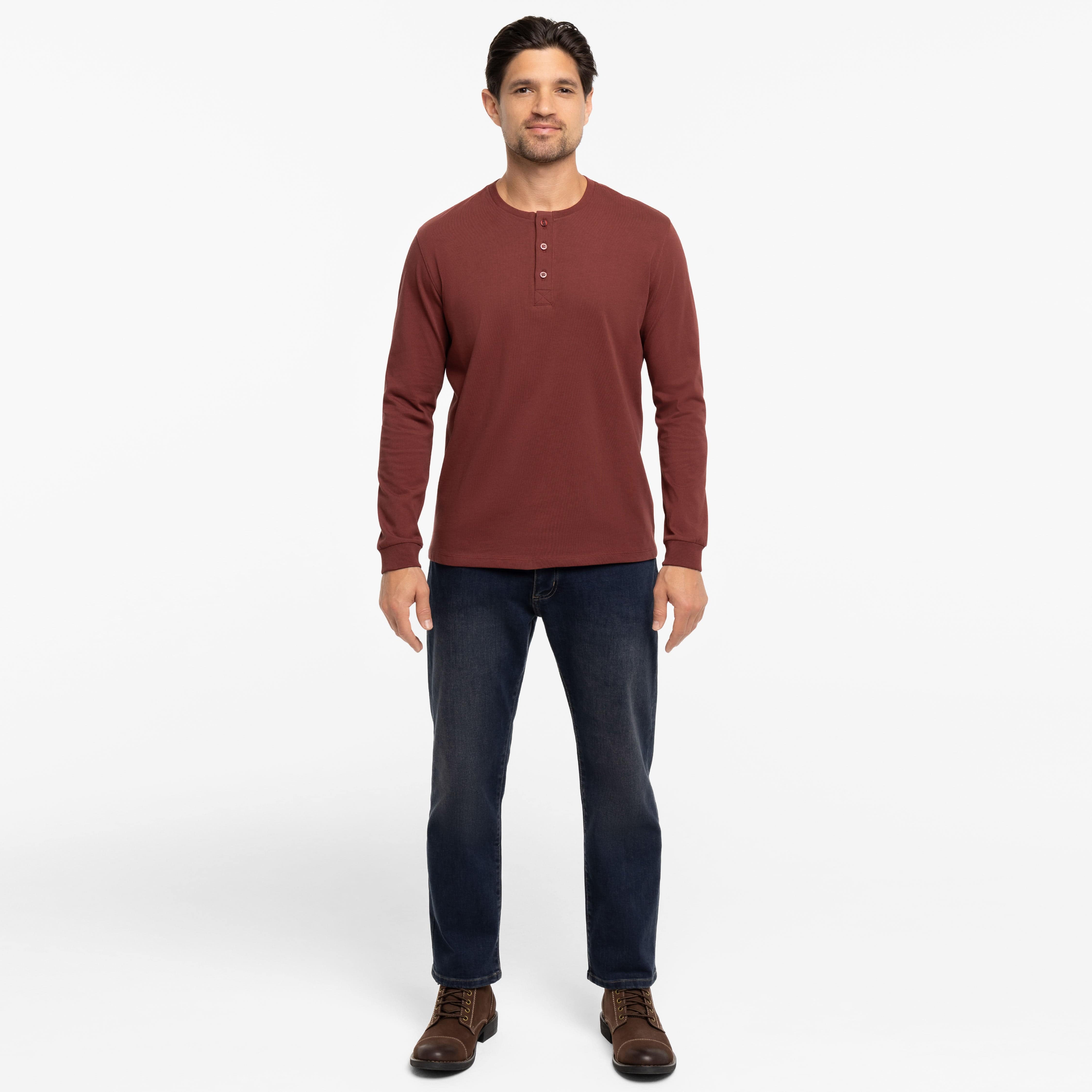 Burgundy Long Sleeve Pima Cotton Henley
