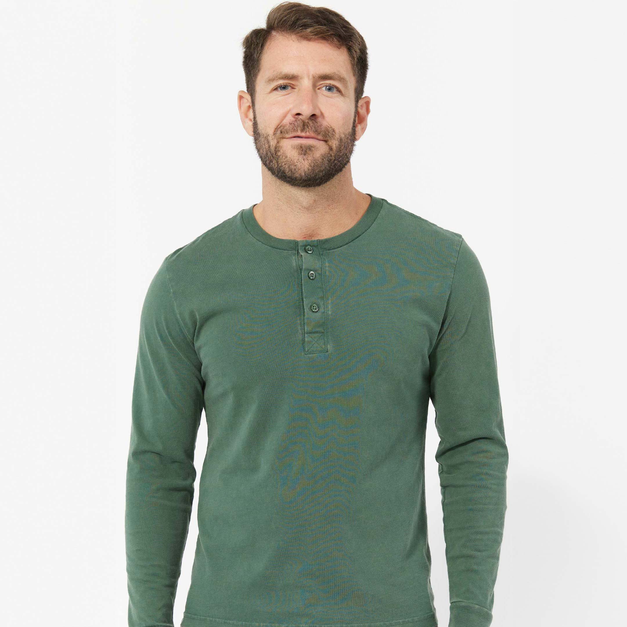 Hunter Green Long Sleeve Pima Cotton Henley