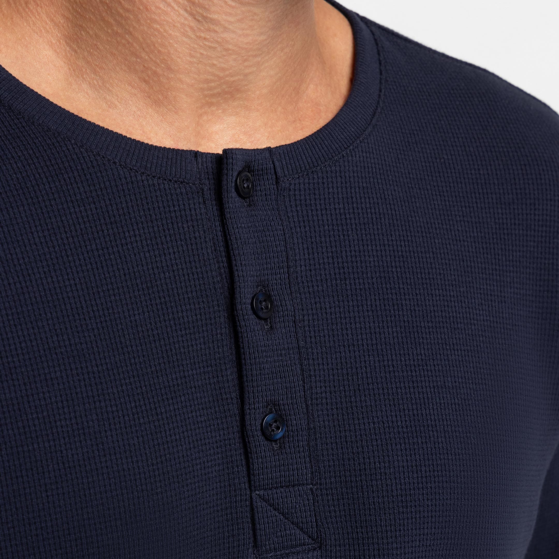 Navy Waffle Henley
