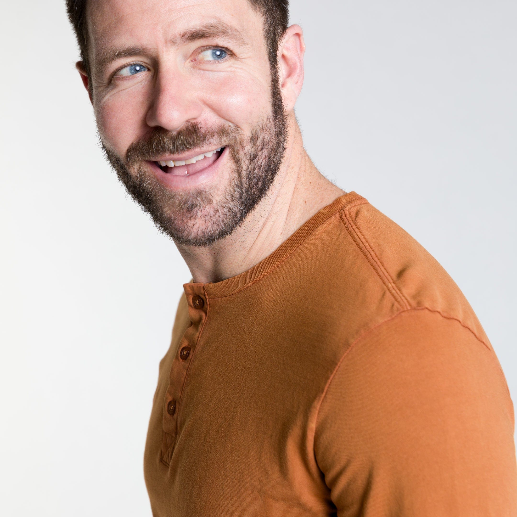 Rust Long Sleeve Pima Cotton Henley