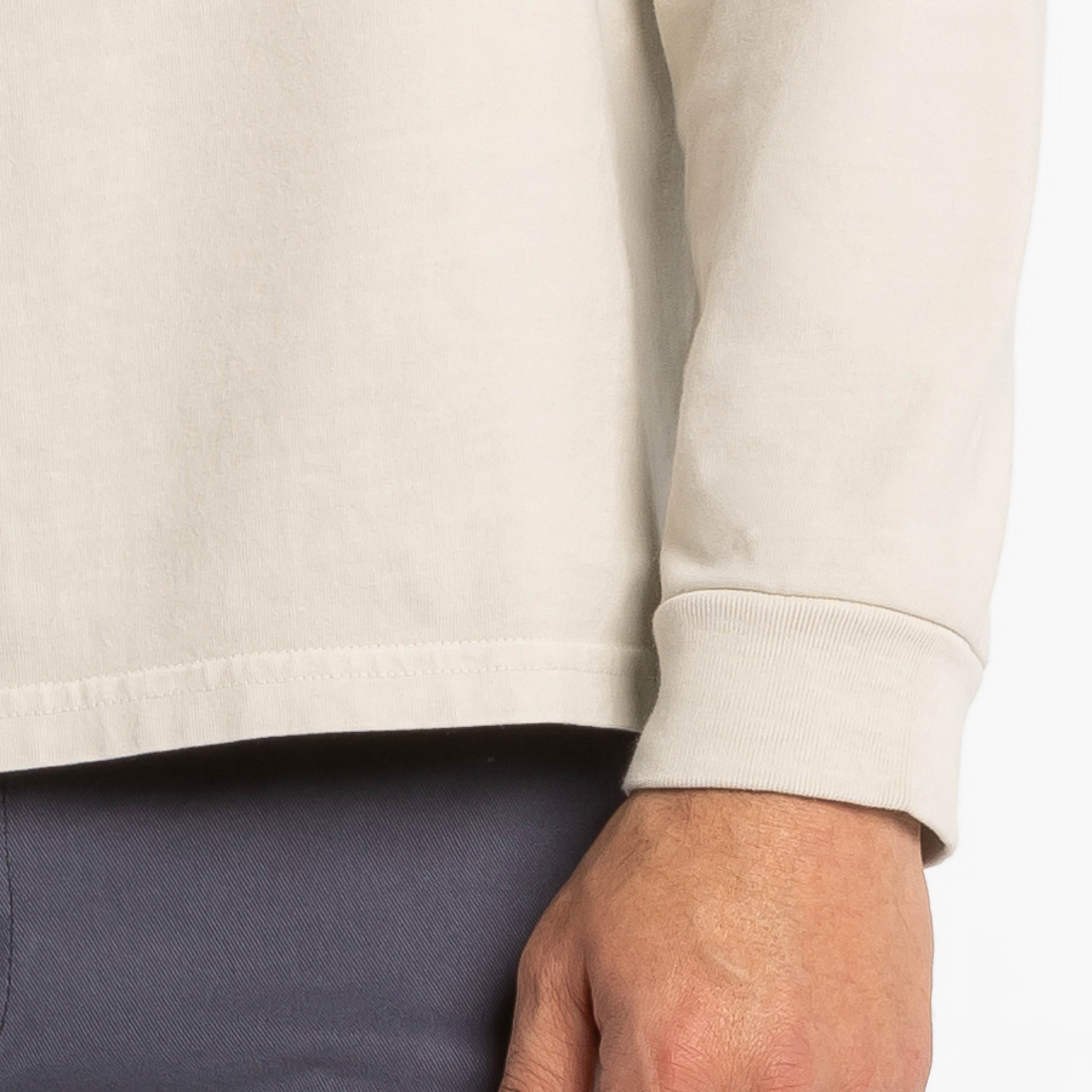 Washed Oat Long Sleeve Pima Cotton Henley
