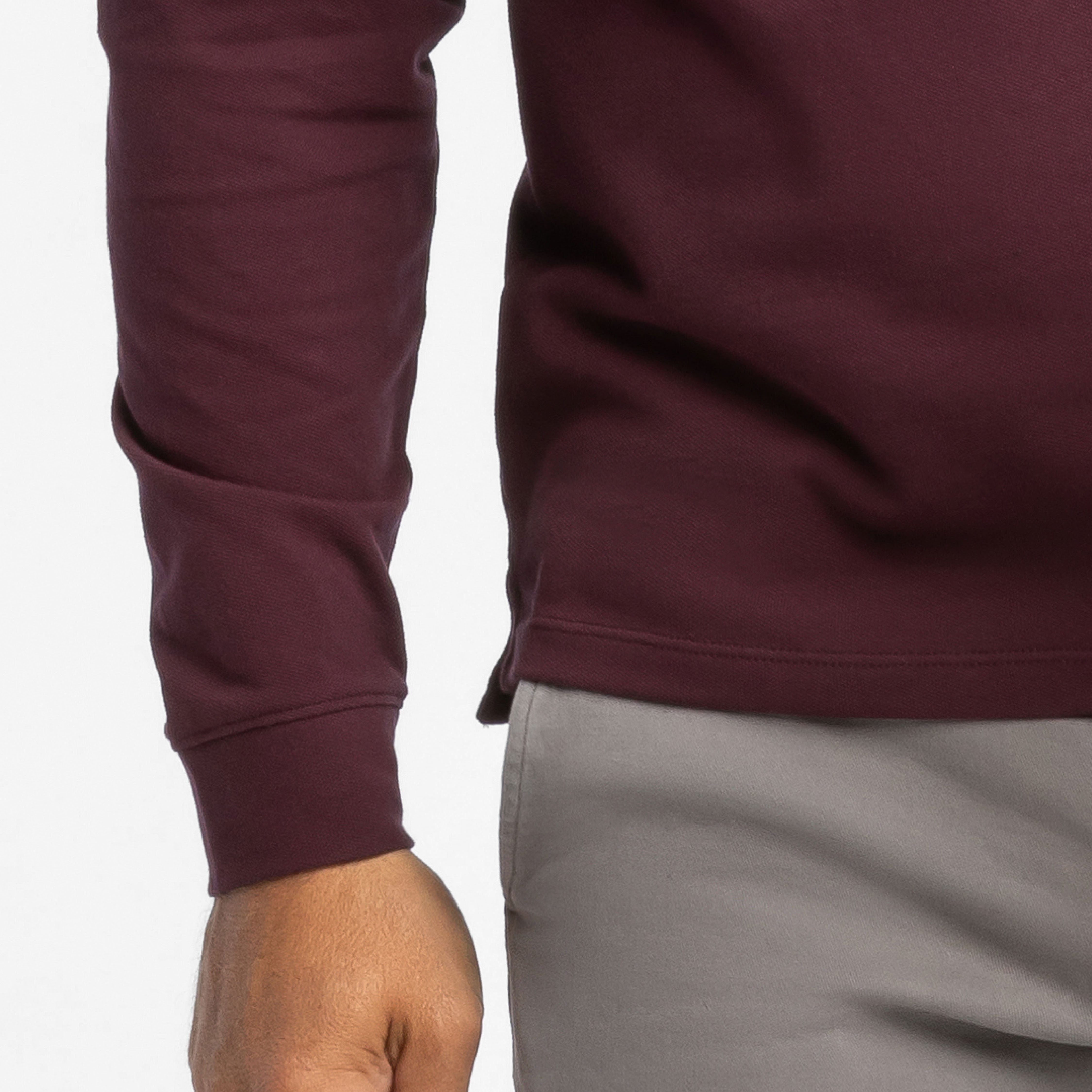 Burgundy Pique Long Sleeve Polo