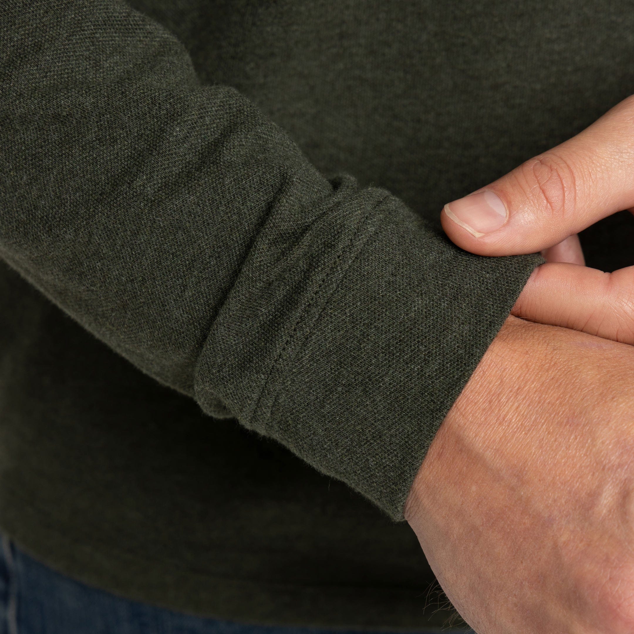 Heather Green Pique Long Sleeve Polo