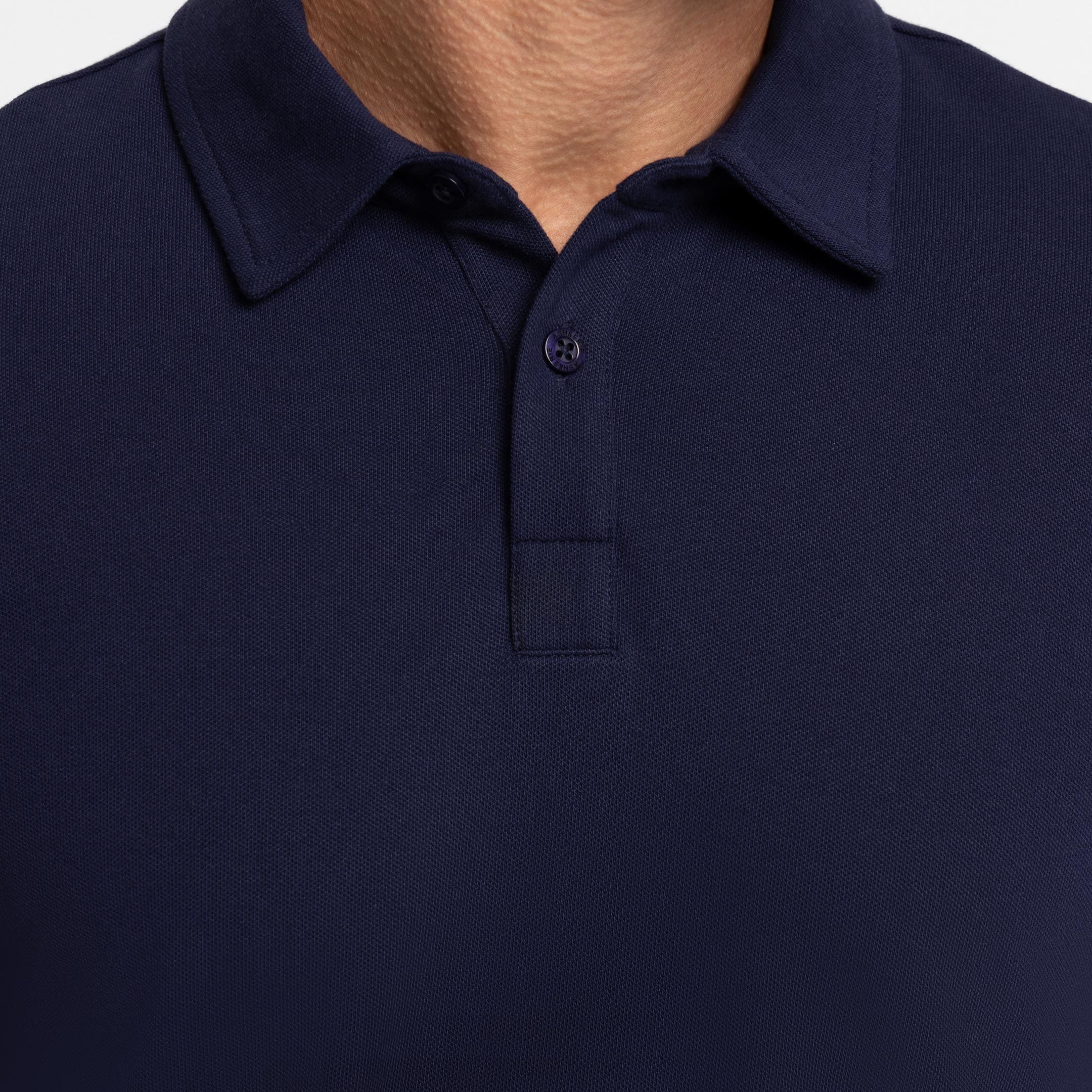 Navy Pique Long Sleeve Polo