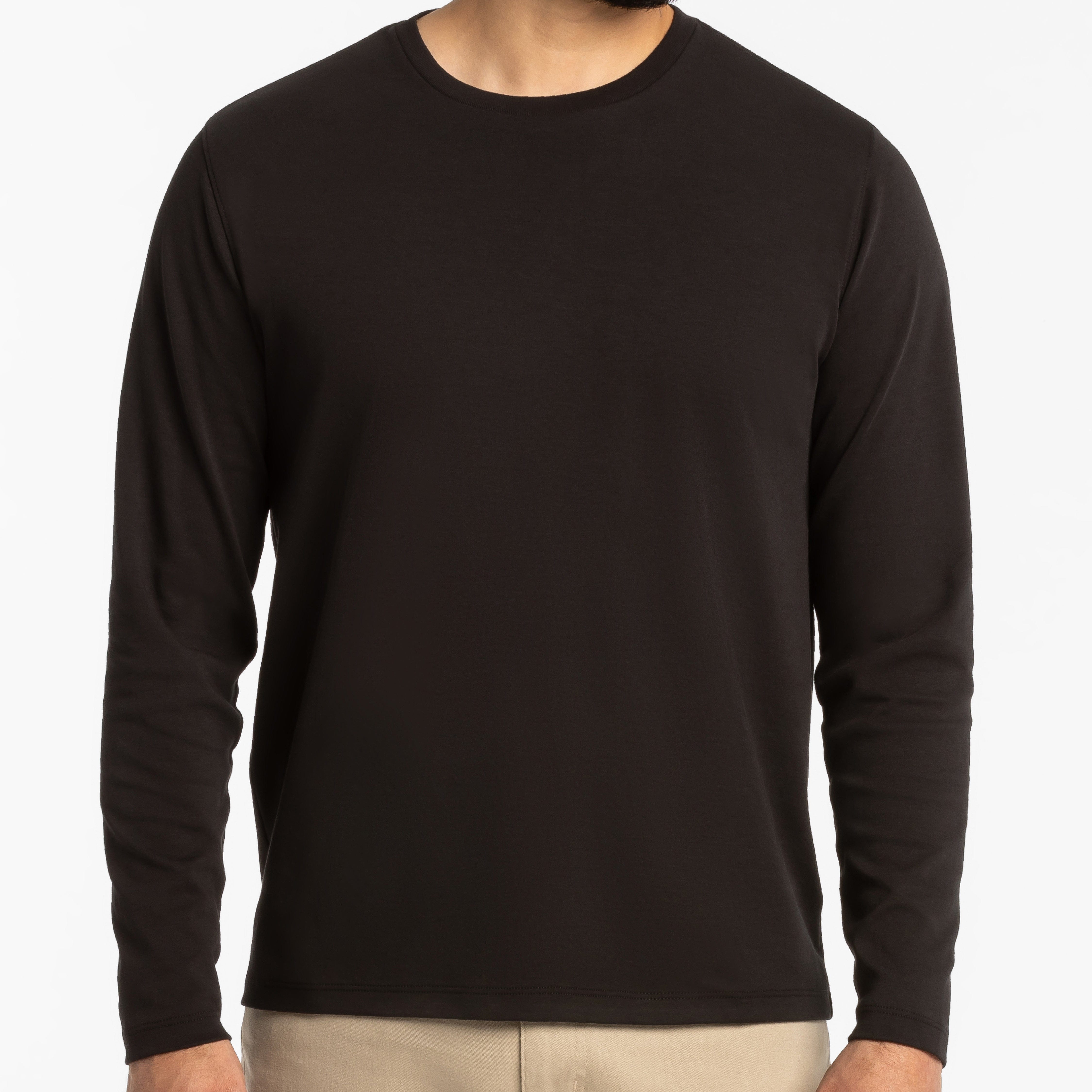 Black Luxury Soft Touch Long Sleeve Crew Neck Tee