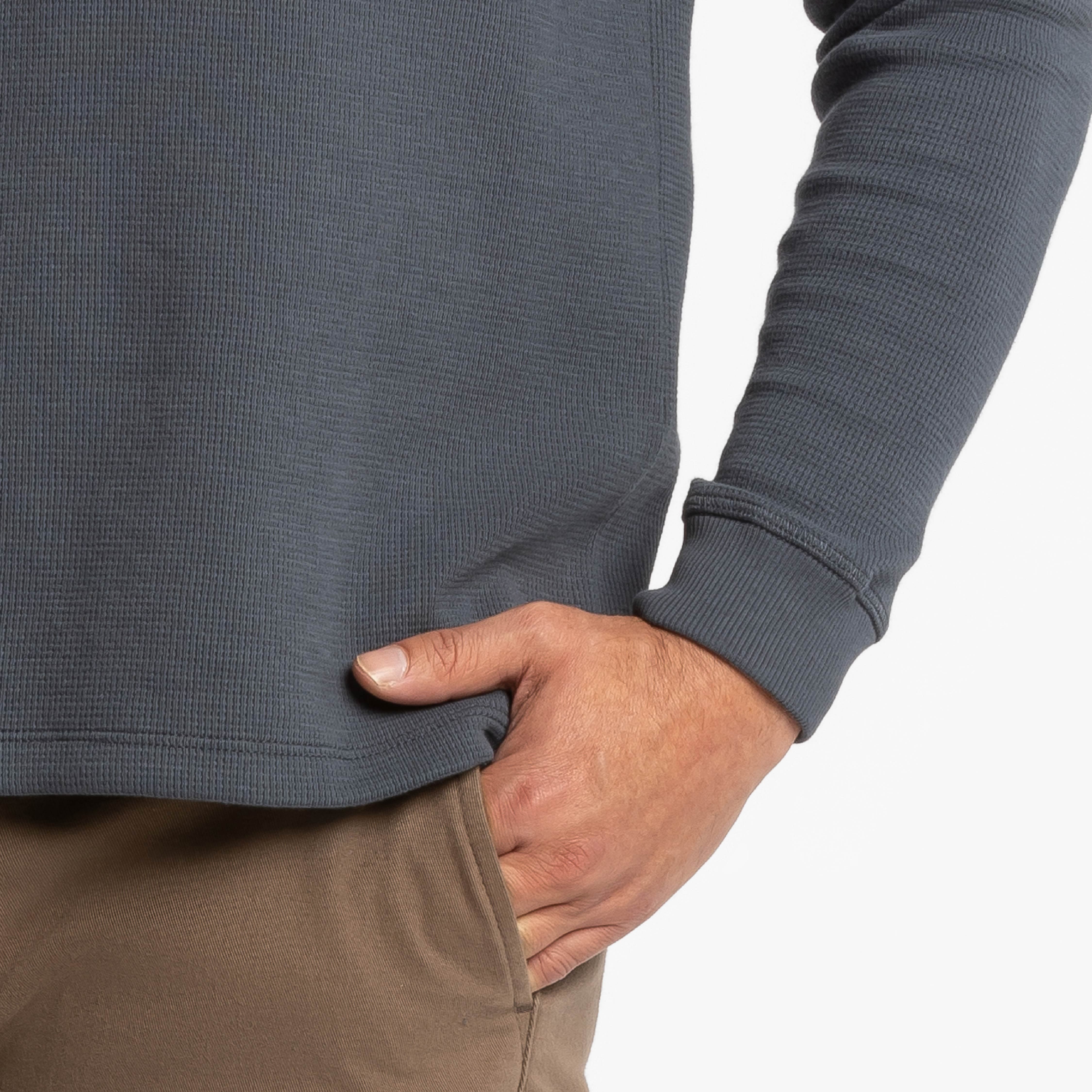 Bright Navy Waffle Long Sleeve Crew Neck Tee