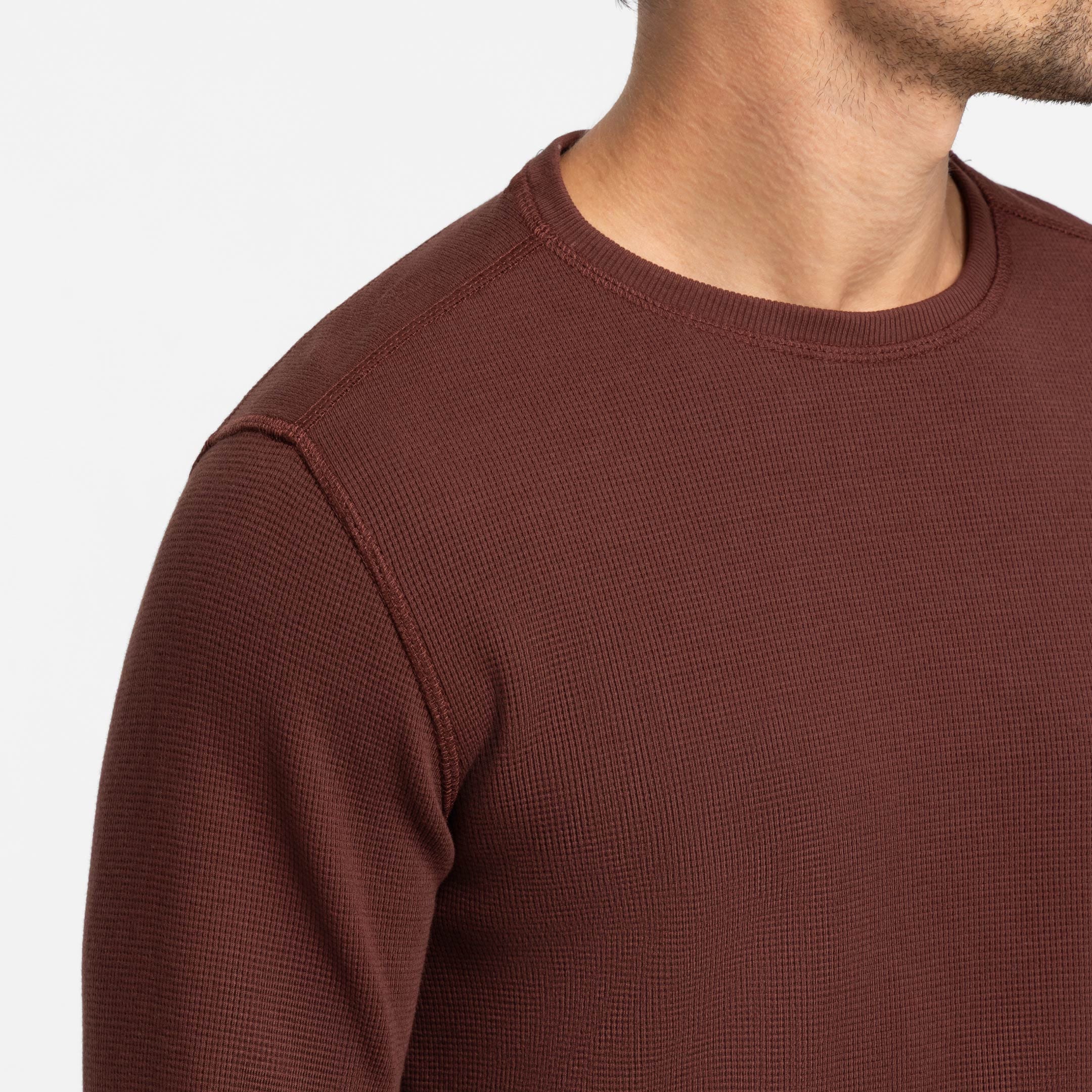 Burgundy Waffle Long Sleeve Crew Neck Tee