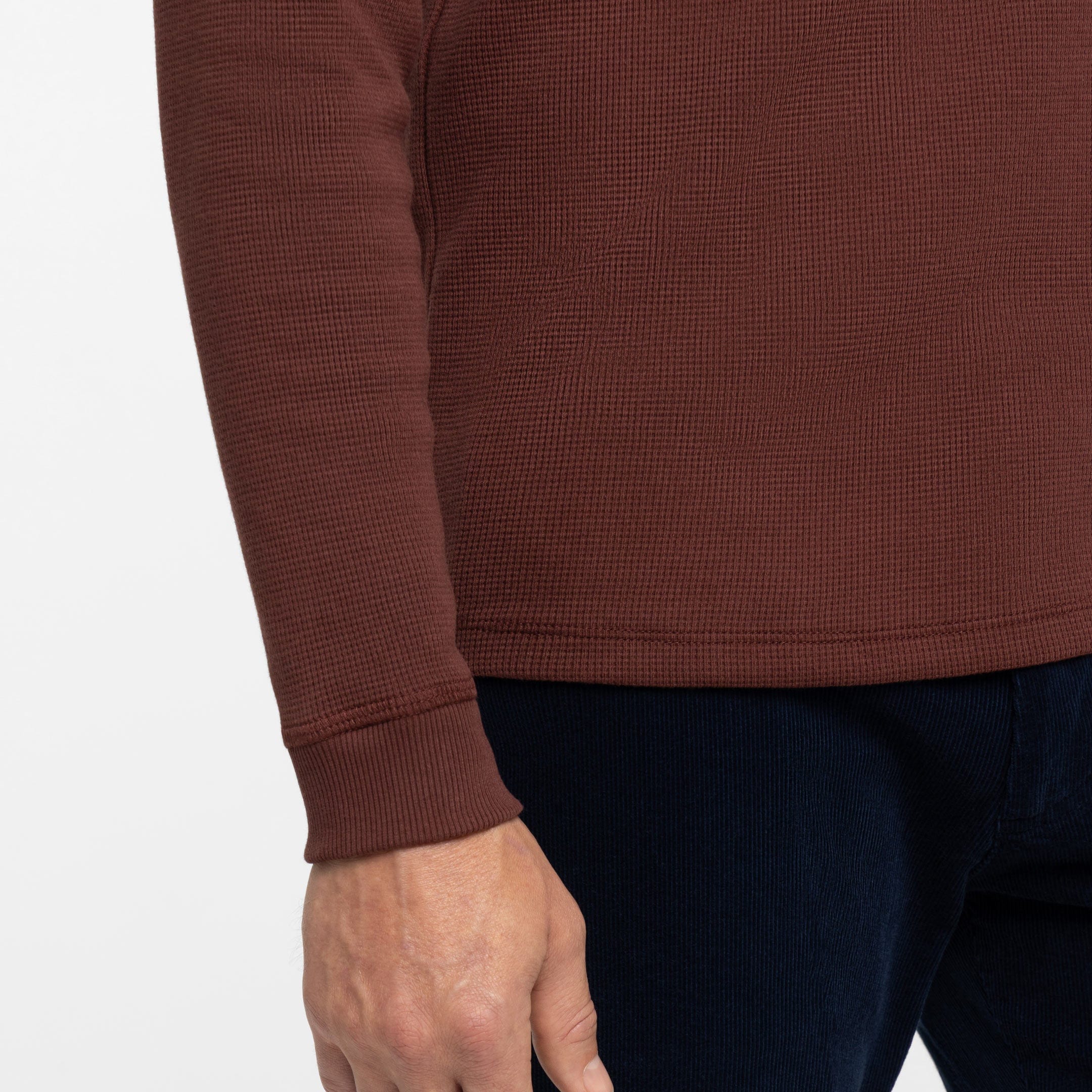 Burgundy Waffle Long Sleeve Crew Neck Tee