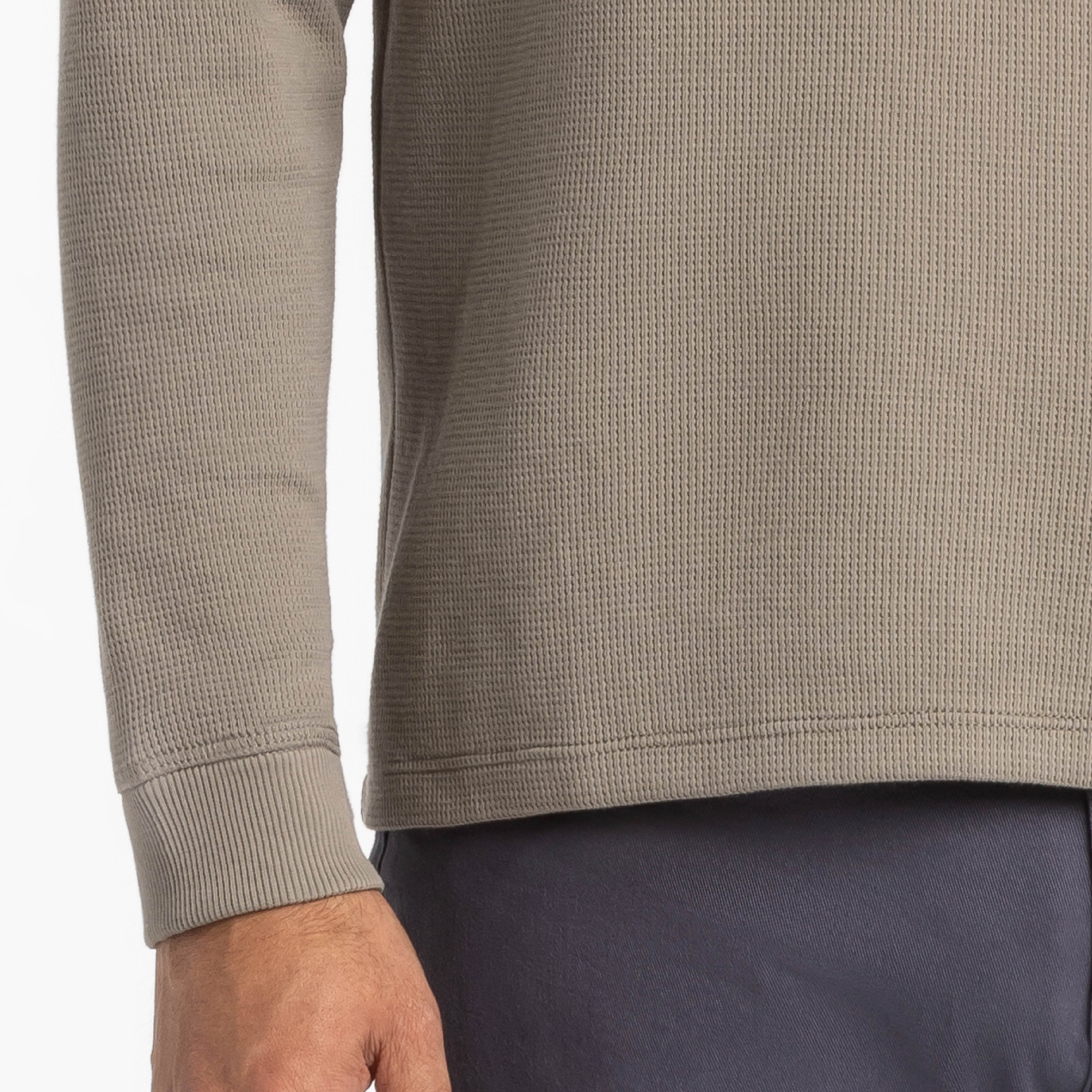 Grey Waffle Long Sleeve Crew Neck Tee