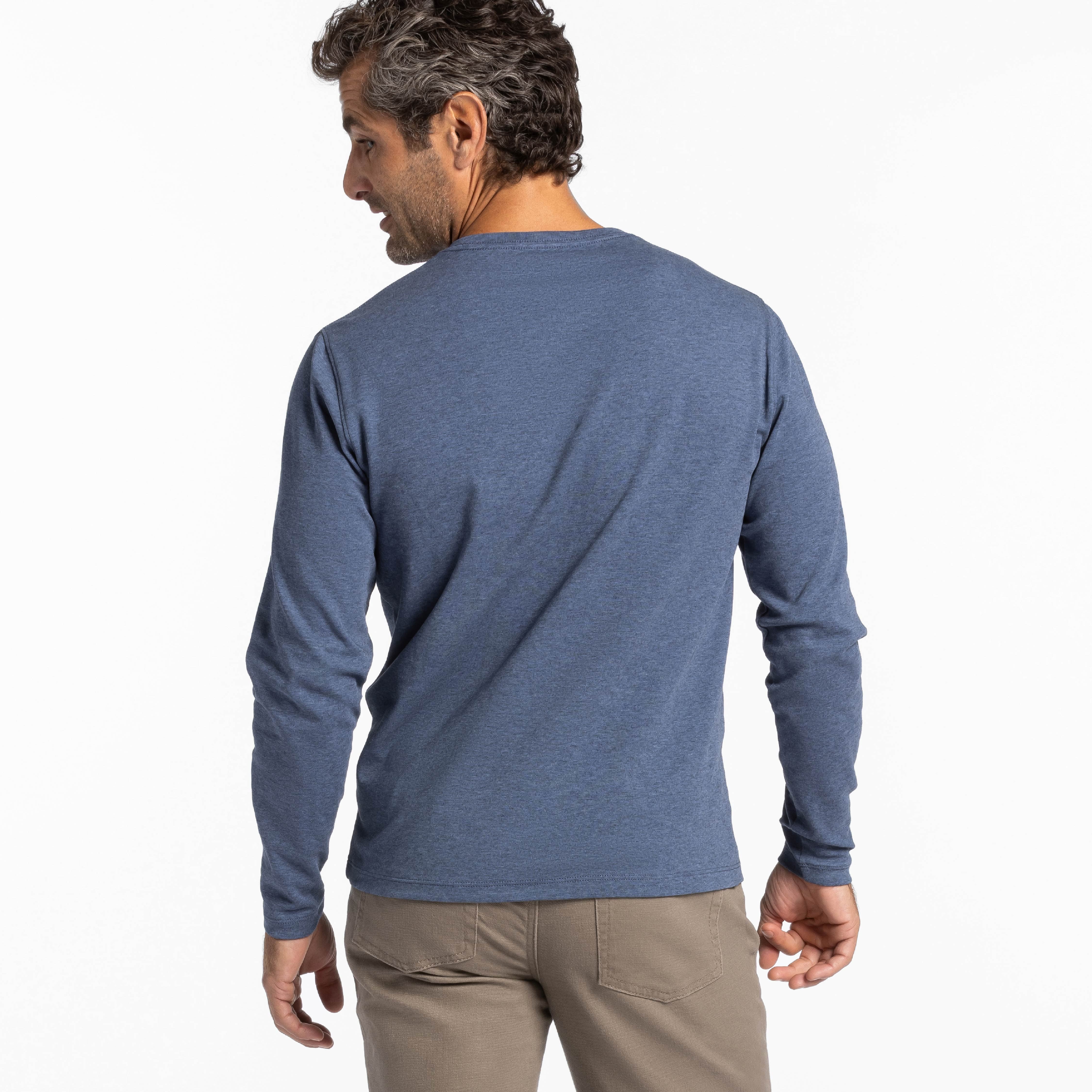 Heather Blue Luxury Soft Touch Long Sleeve Crew Neck Tee