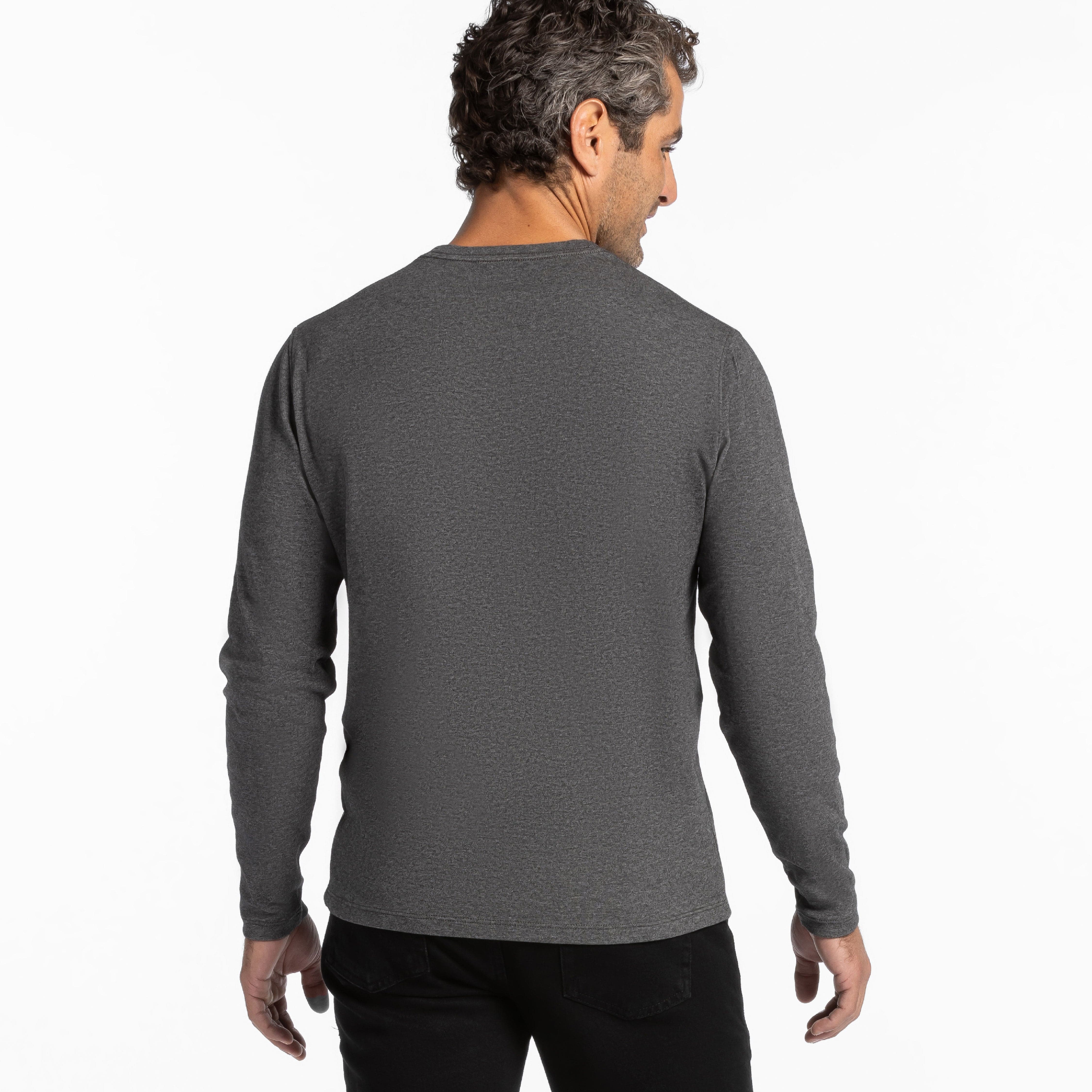 Heather Charcoal Luxury Soft Touch Long Sleeve Crew Neck Tee