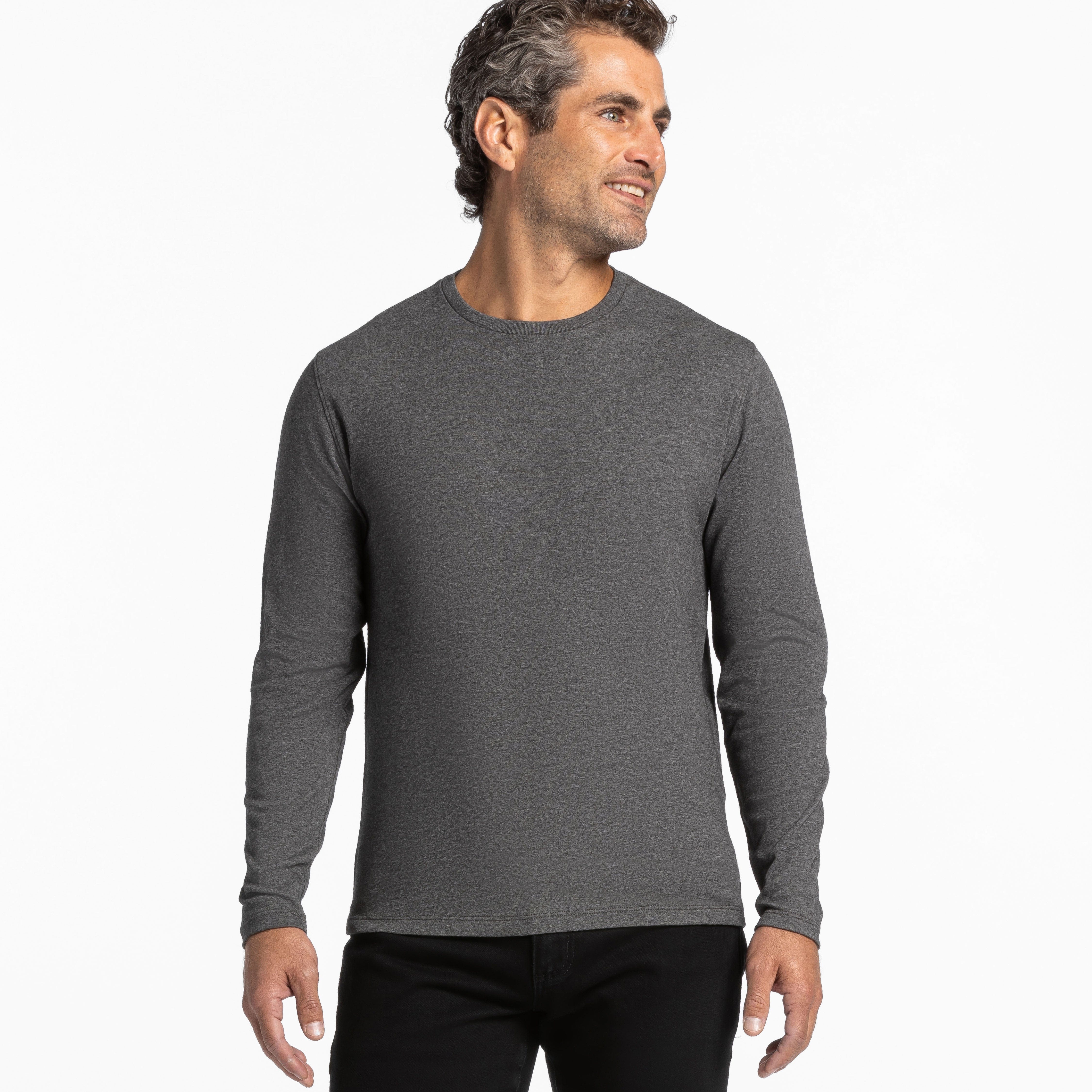 Heather Charcoal Luxury Soft Touch Long Sleeve Crew Neck Tee