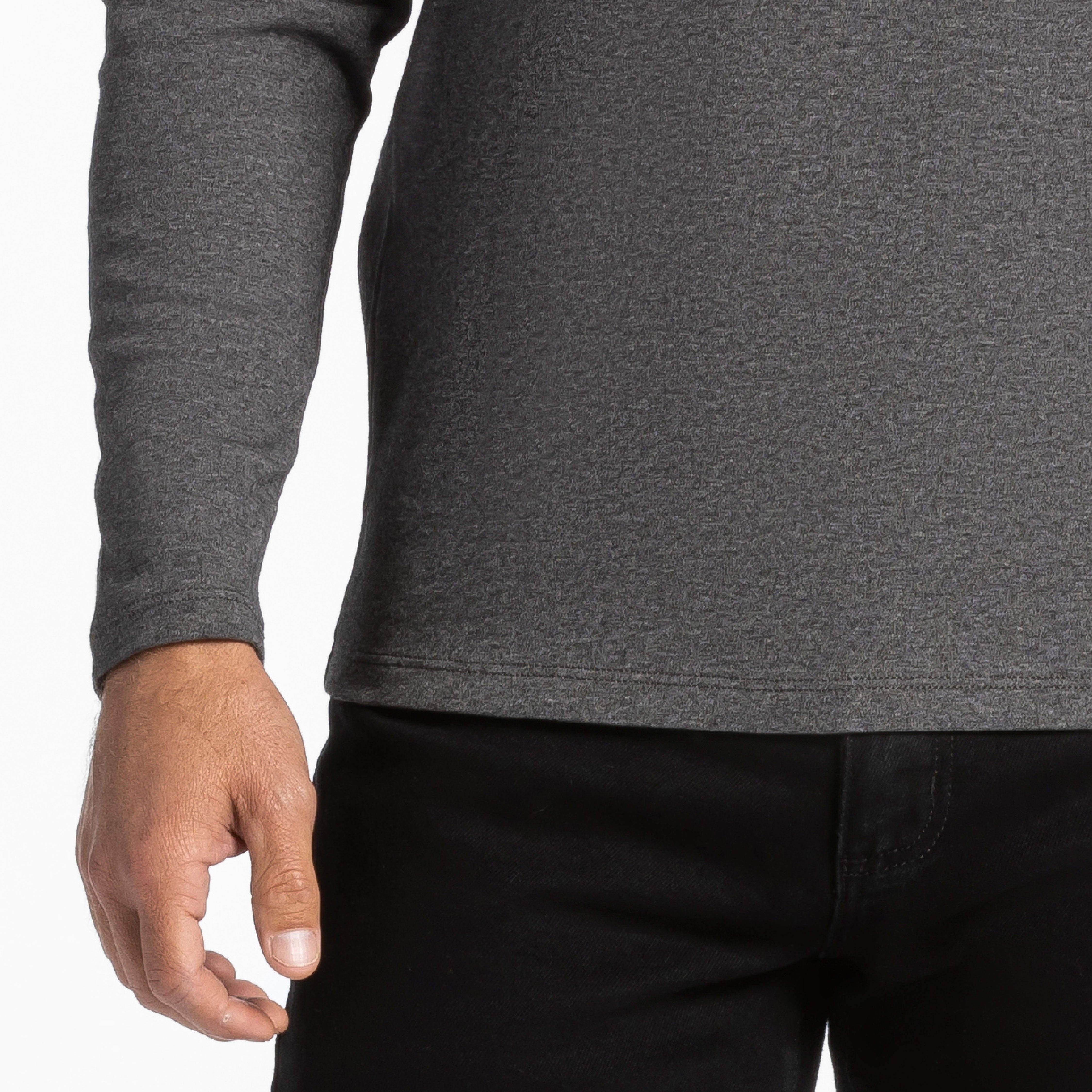 Heather Charcoal Luxury Soft Touch Long Sleeve Crew Neck Tee